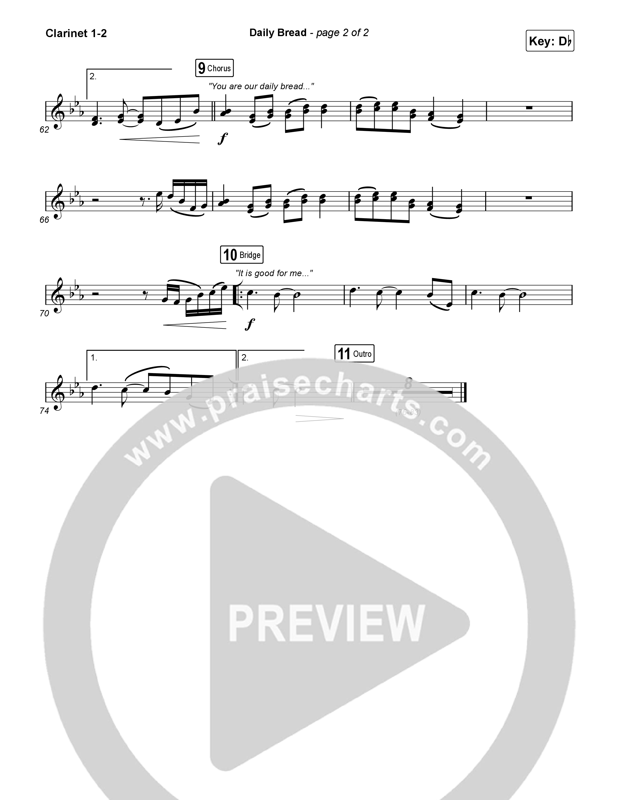 Daily Bread Clarinet 1/2 (Pat Barrett / Kari Jobe)