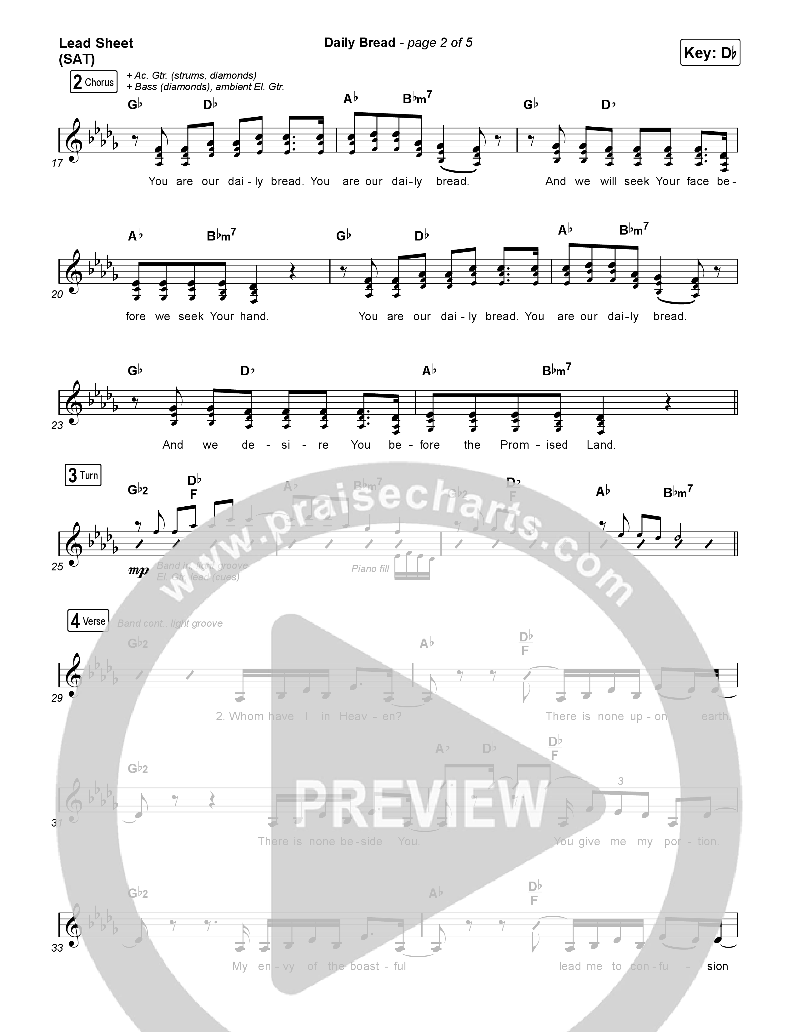 Daily Bread Lead Sheet (SAT) (Pat Barrett / Kari Jobe)