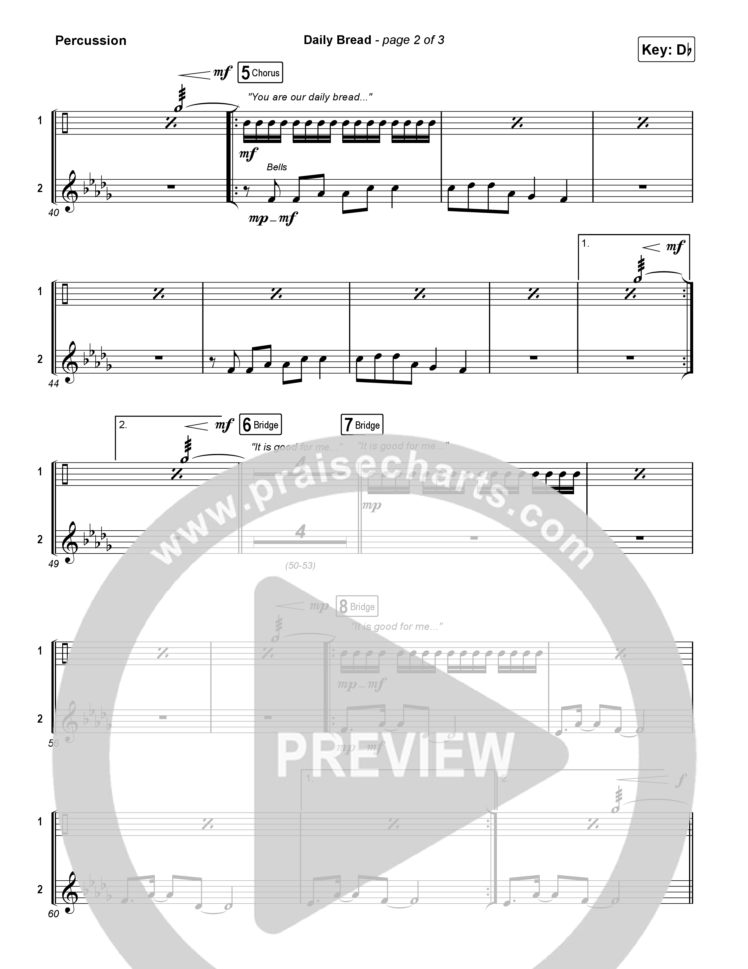 Daily Bread Percussion (Pat Barrett / Kari Jobe)