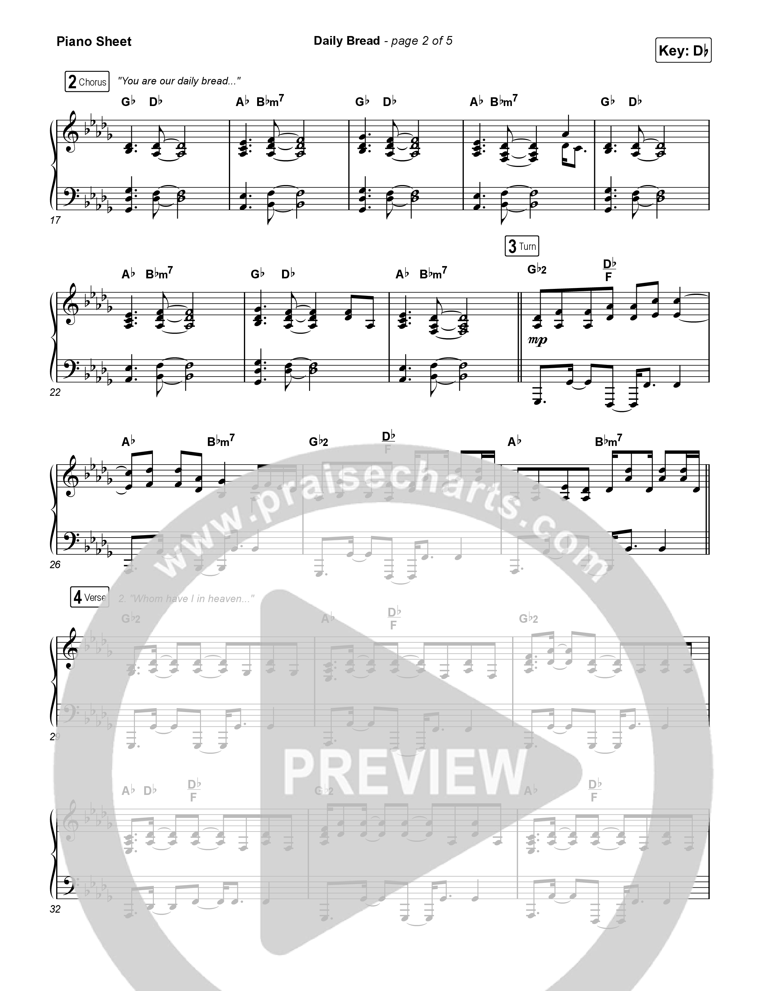 Daily Bread Piano Sheet (Pat Barrett / Kari Jobe)