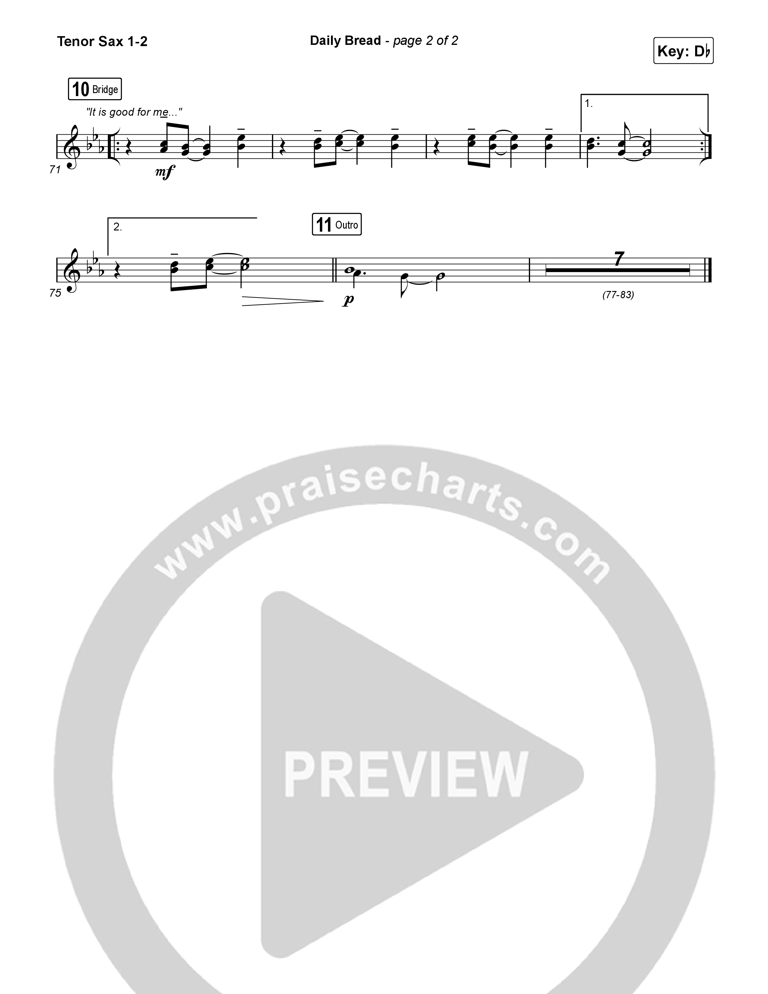 Daily Bread Tenor Sax 1,2 (Pat Barrett / Kari Jobe)