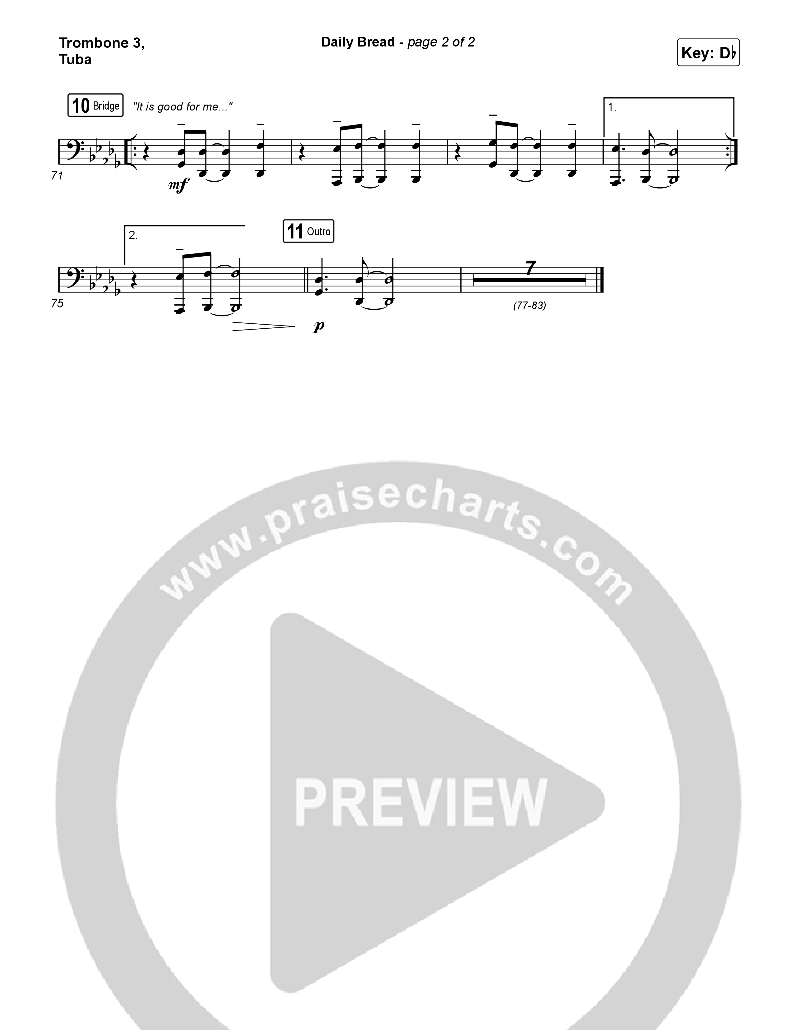 Daily Bread Trombone 3/Tuba (Pat Barrett / Kari Jobe)