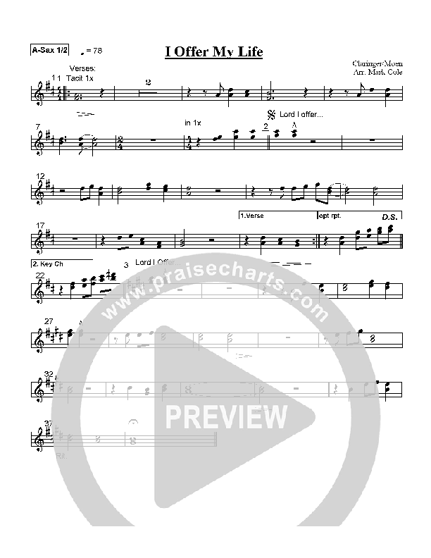 I Offer My Life Alto Sax 1/2 (Alleluia Worship Band)