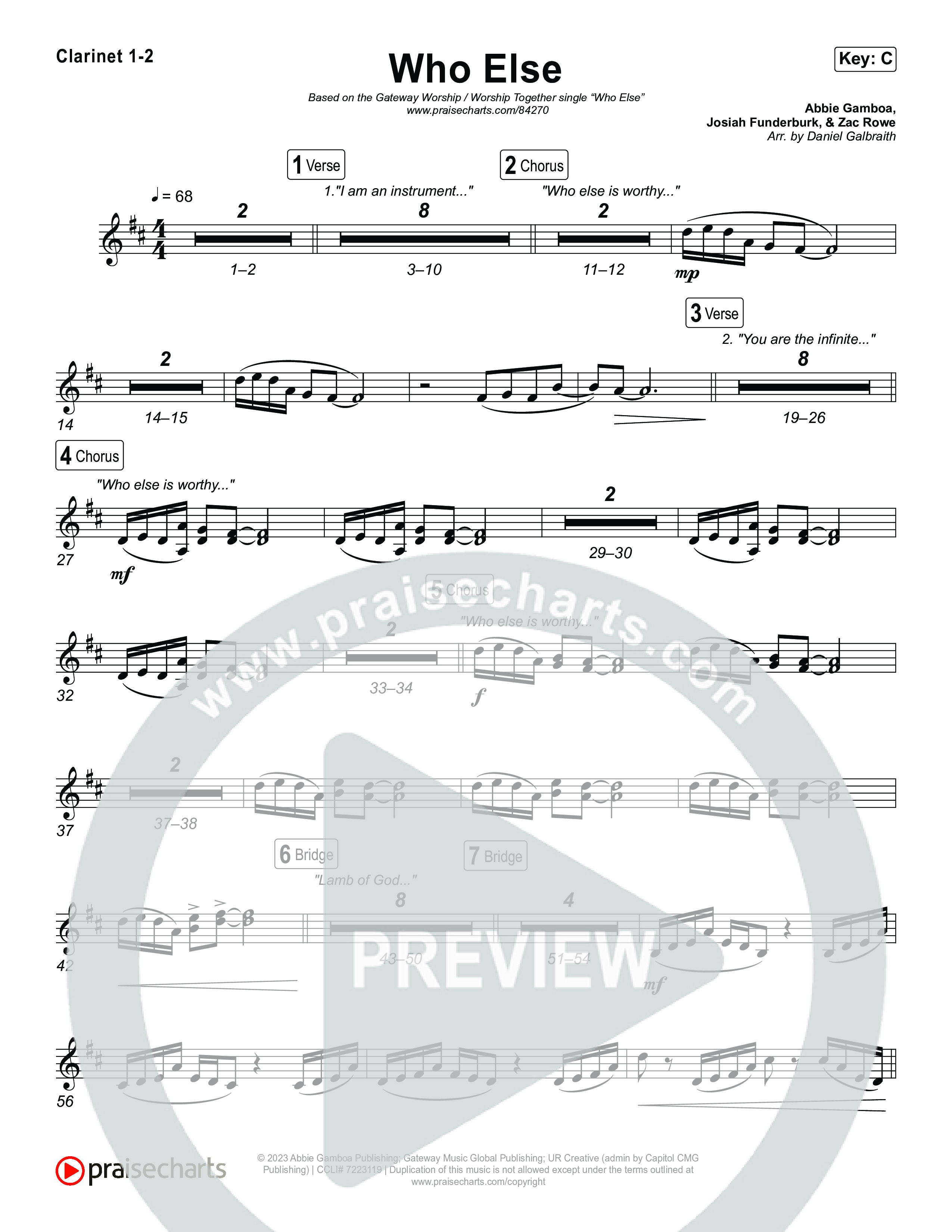 Who Else Clarinet 1/2 (GATEWAY / Zac Rowe / Worship Together)