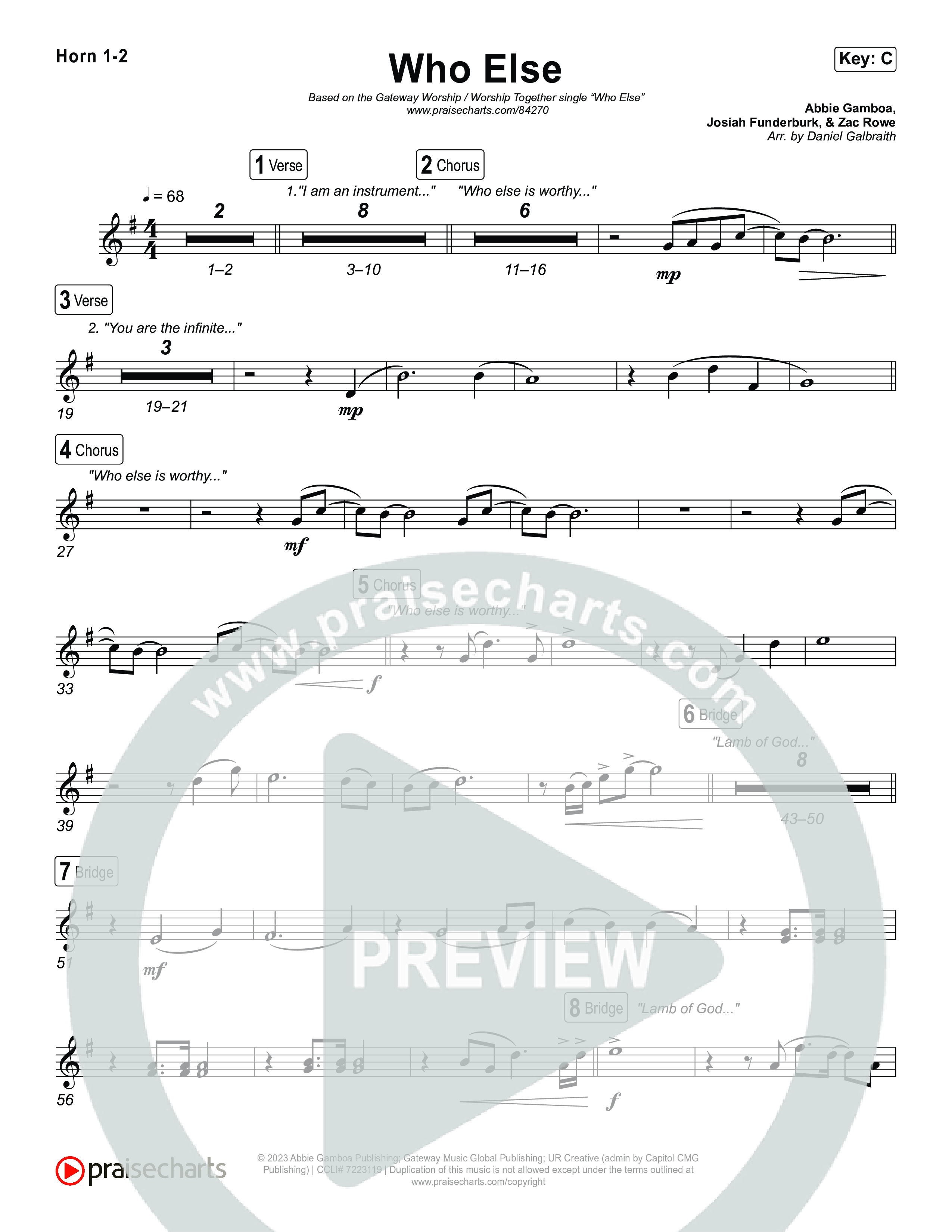 Who Else French Horn 1,2 (GATEWAY / Zac Rowe / Worship Together)