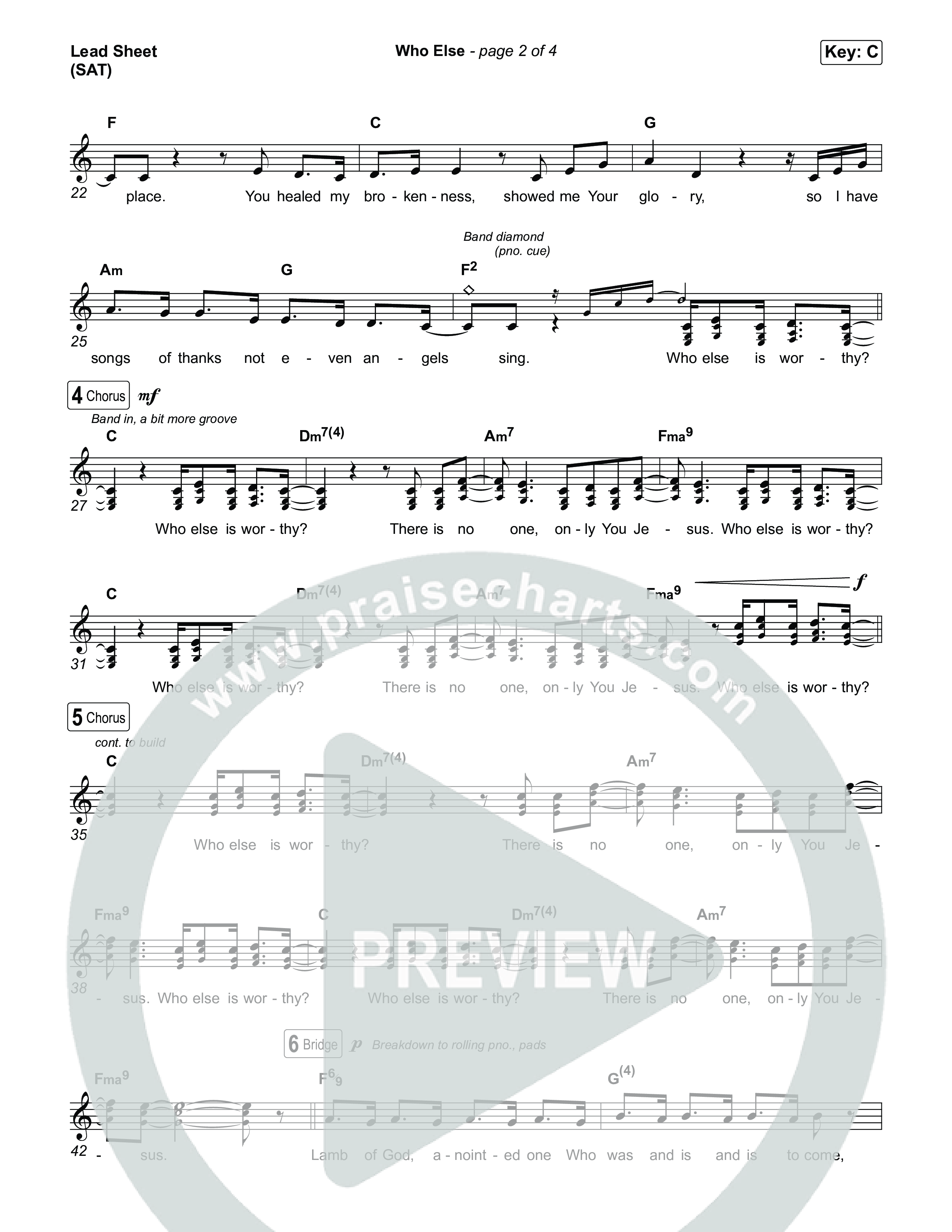 Who Else Lead Sheet (SAT) (GATEWAY / Zac Rowe / Worship Together)