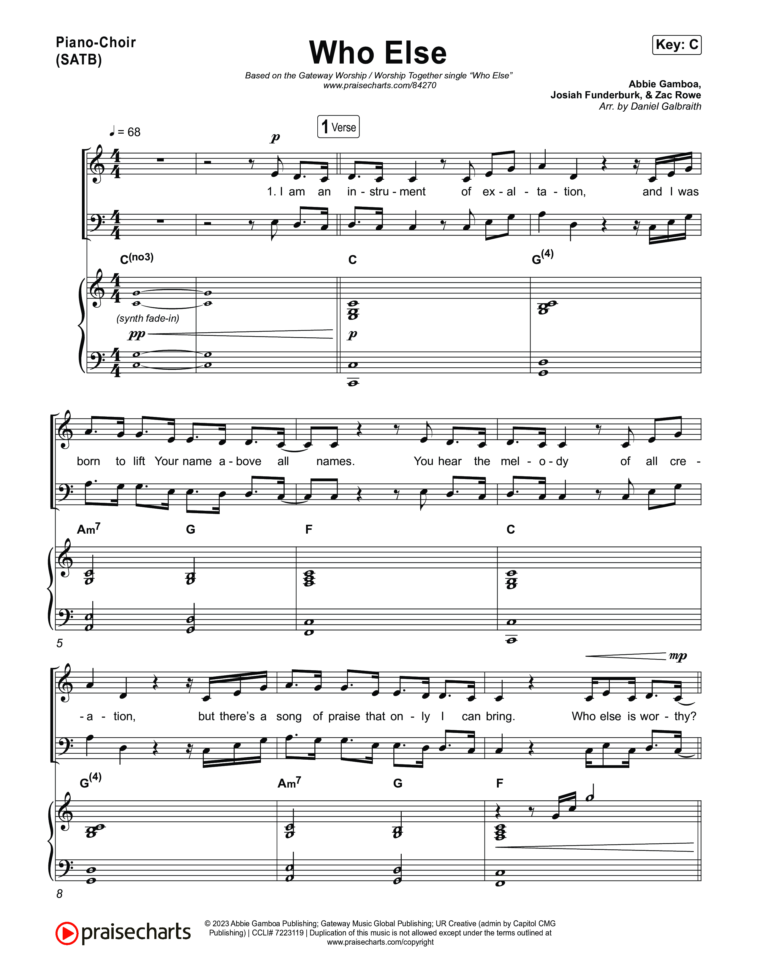 Who Else Piano/Vocal Pack (GATEWAY / Zac Rowe / Worship Together)