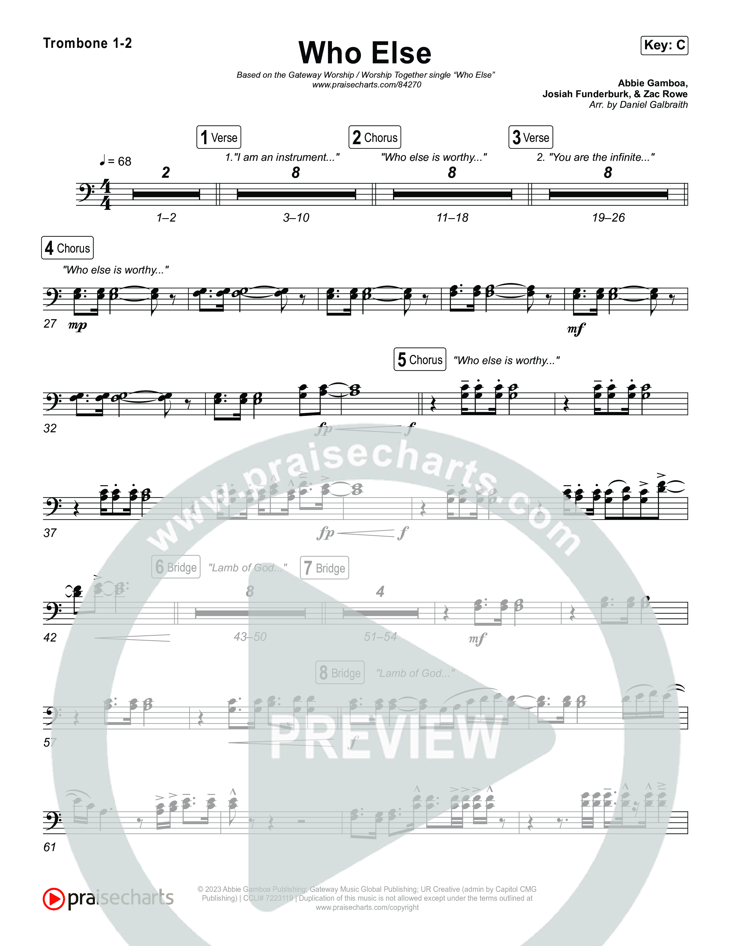 Who Else Trombone 1/2 (GATEWAY / Zac Rowe / Worship Together)
