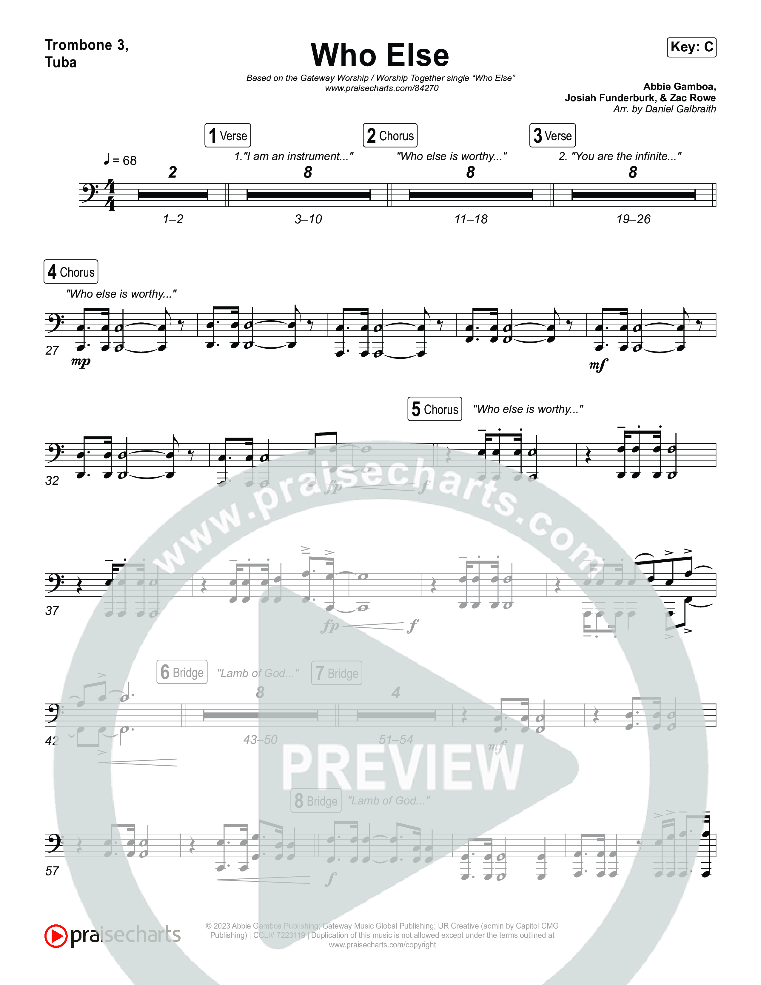 Who Else Trombone 3/Tuba (GATEWAY / Zac Rowe / Worship Together)