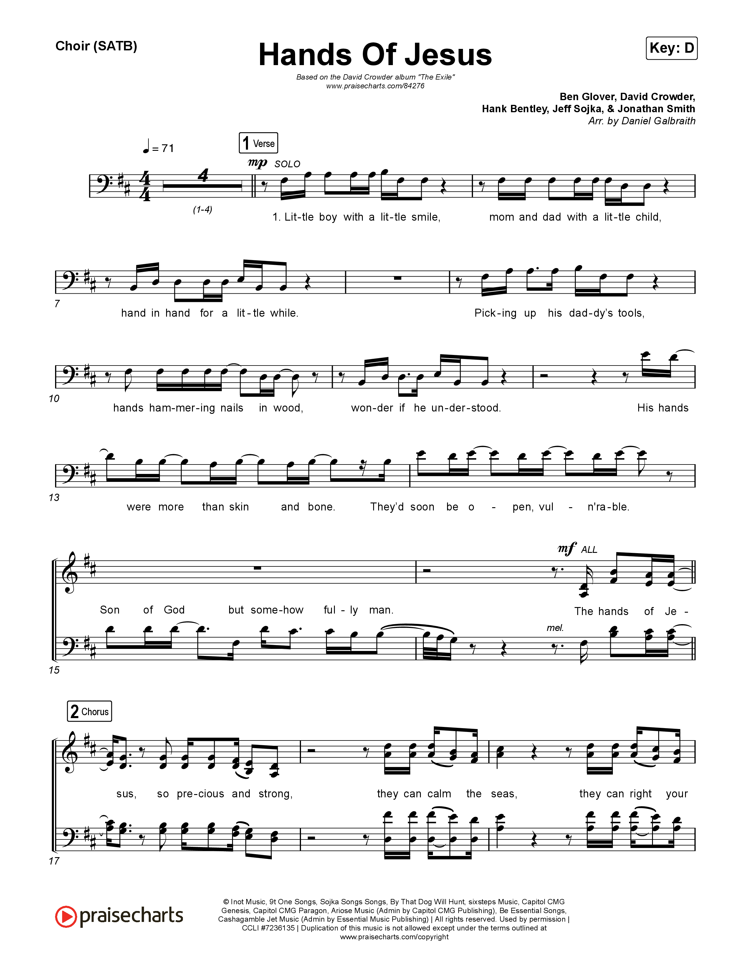 Hands Of Jesus Choir Sheet (SATB) (Crowder)