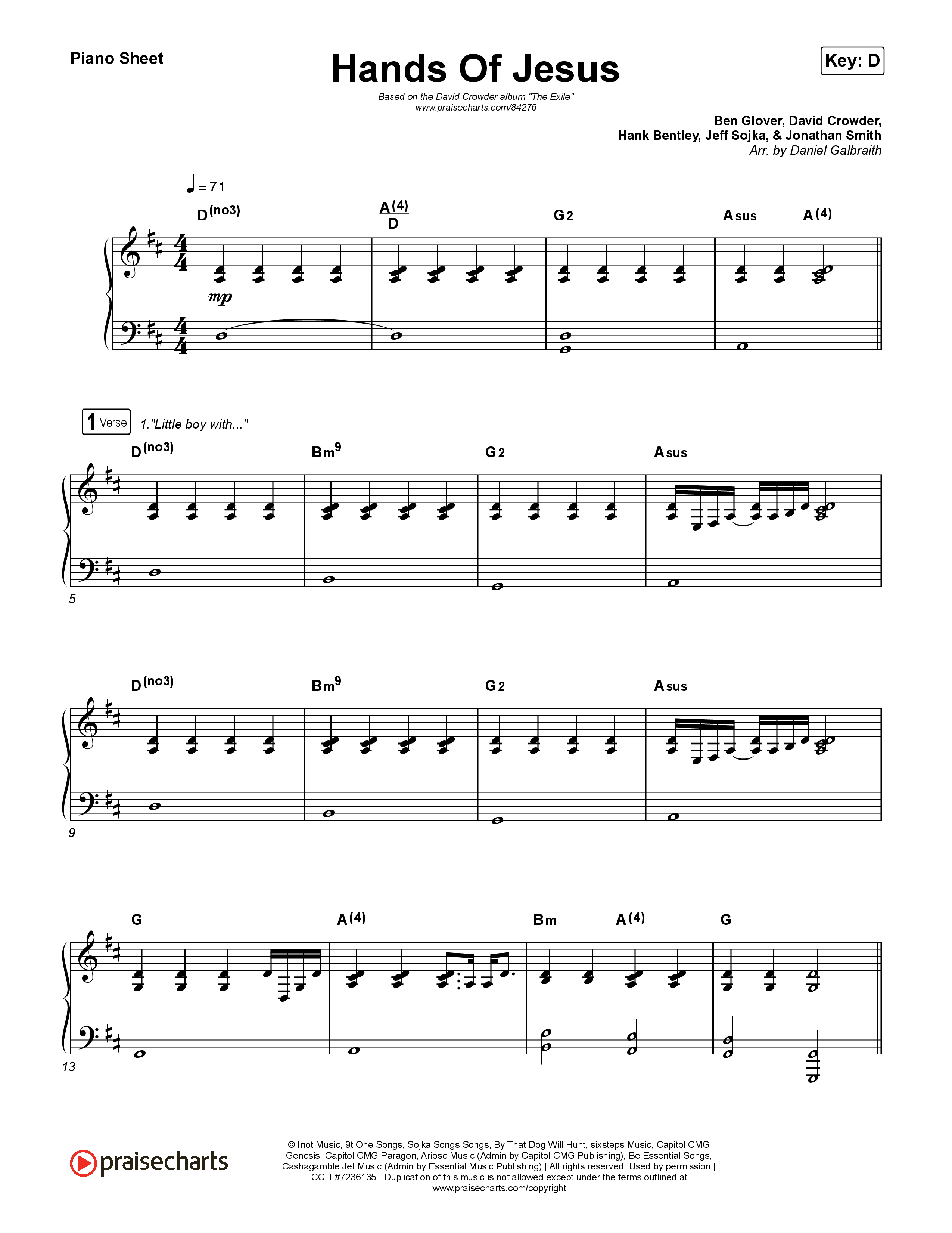 Hands Of Jesus Piano Sheet (Crowder)