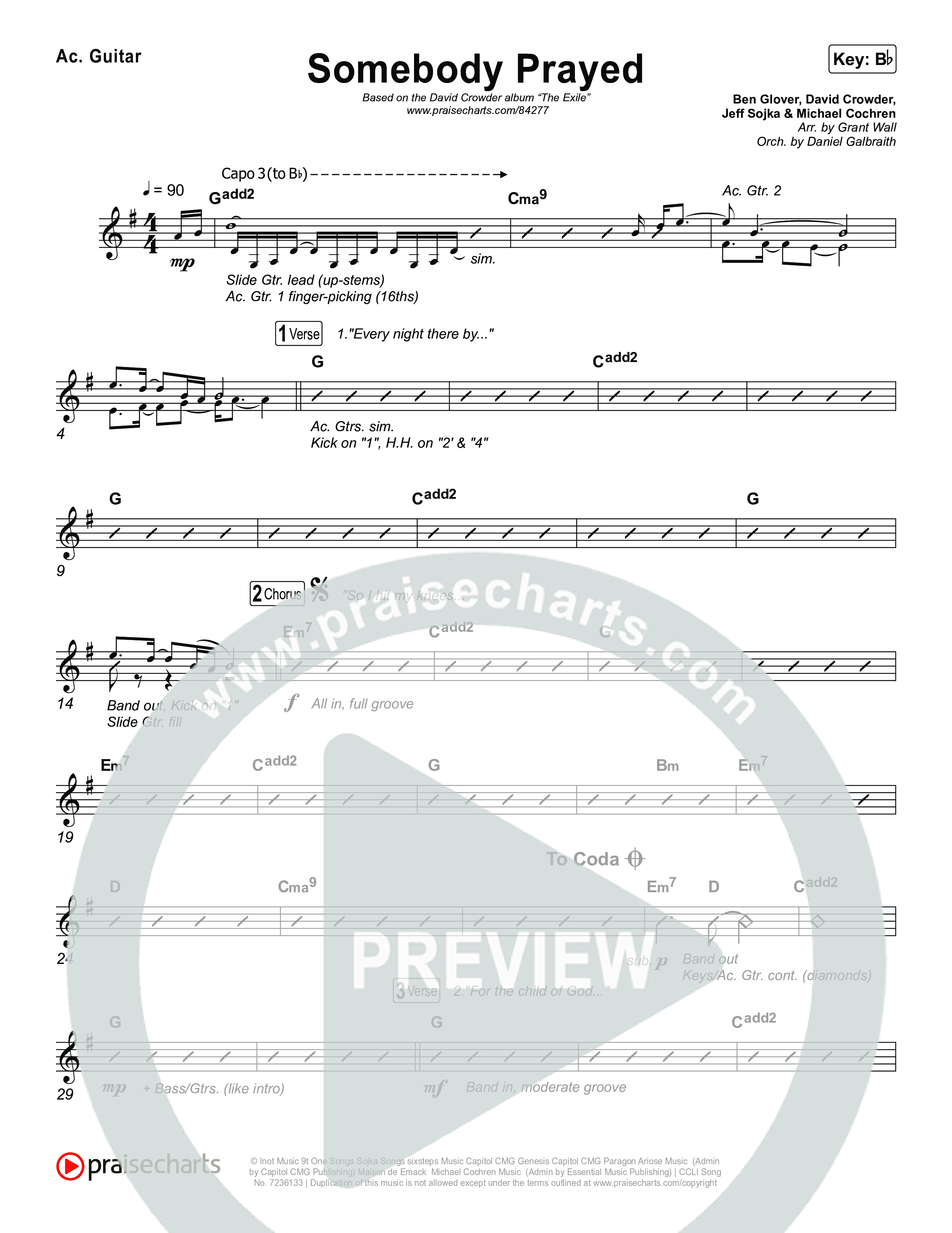 Somebody Prayed Acoustic Guitar (Crowder)