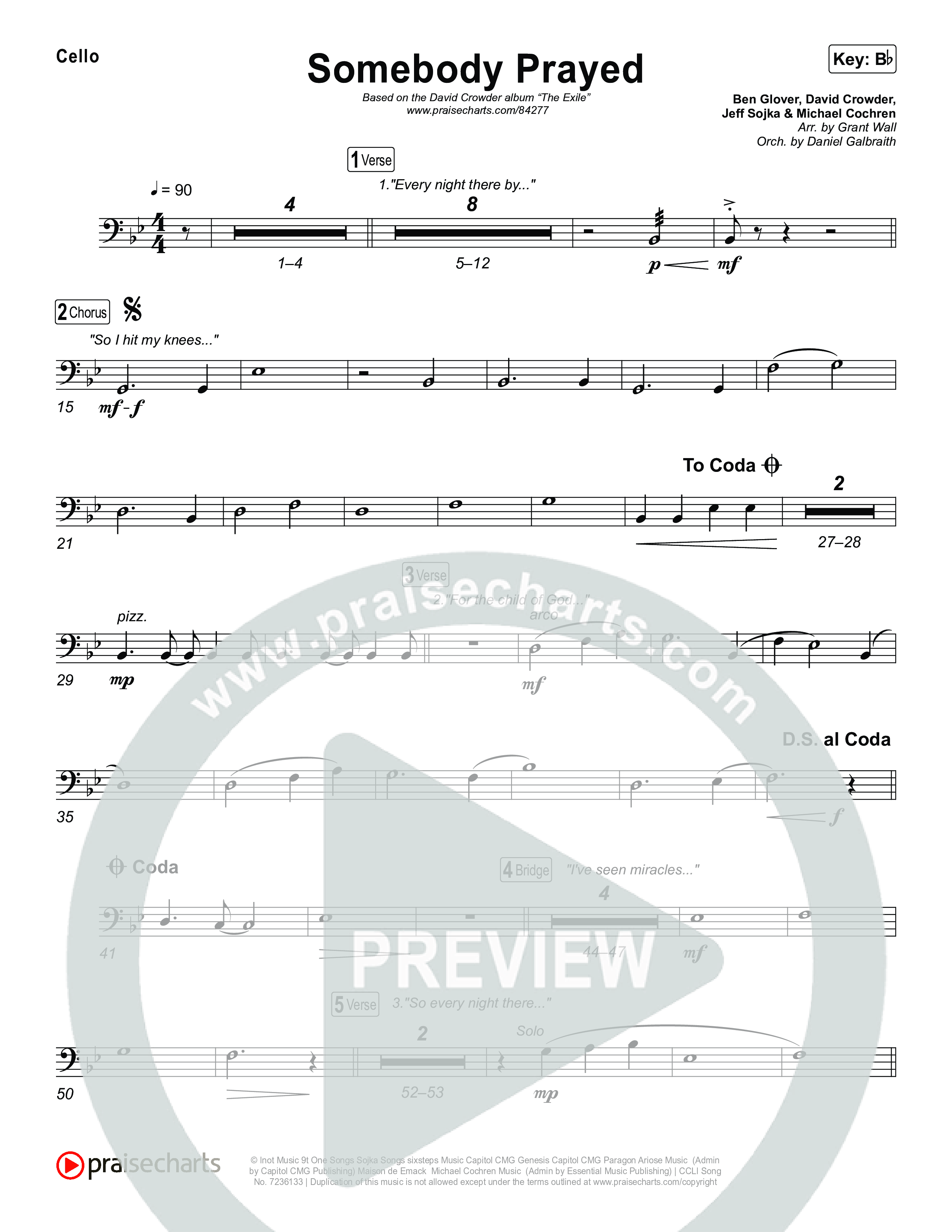 Somebody Prayed Cello (Crowder)