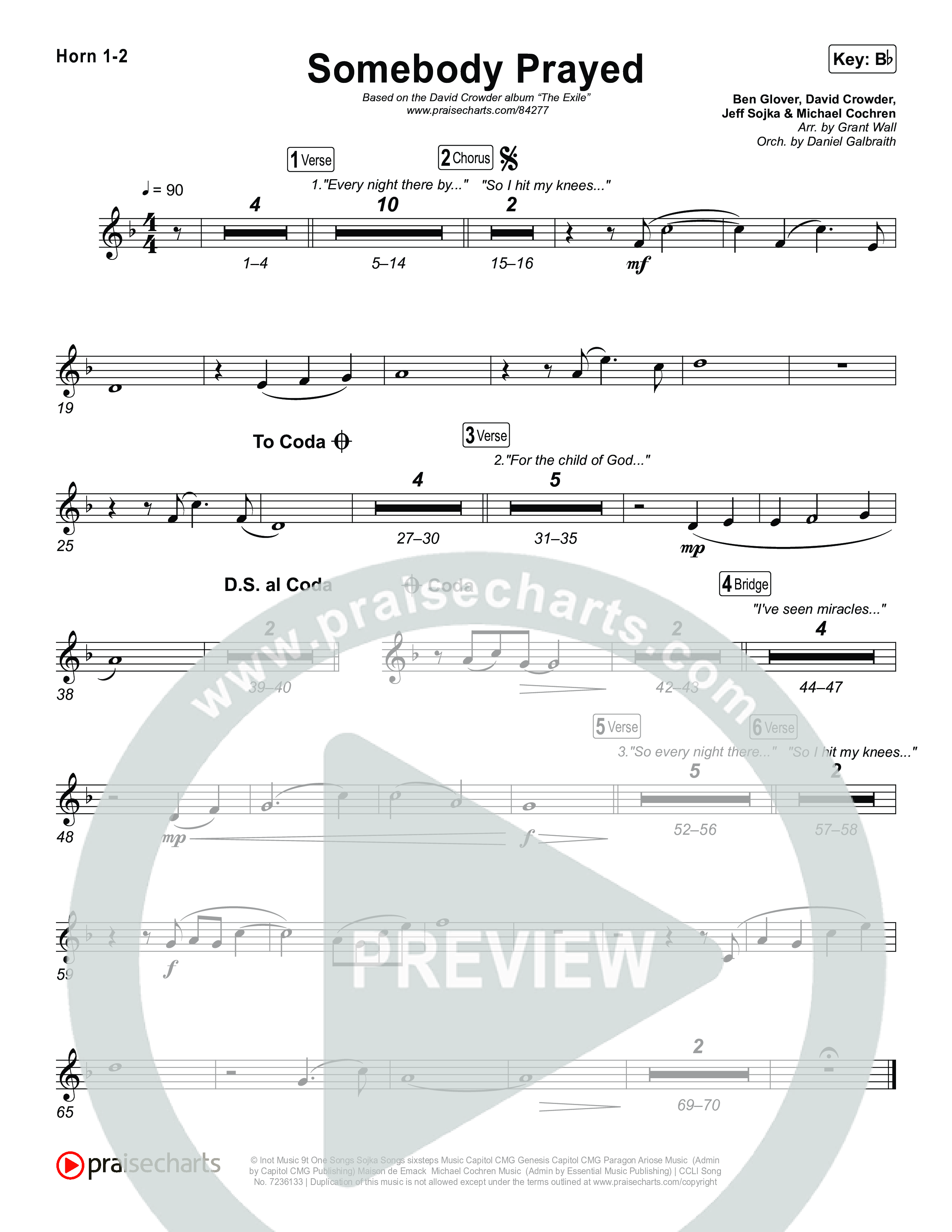 Somebody Prayed French Horn 1,2 (Crowder)