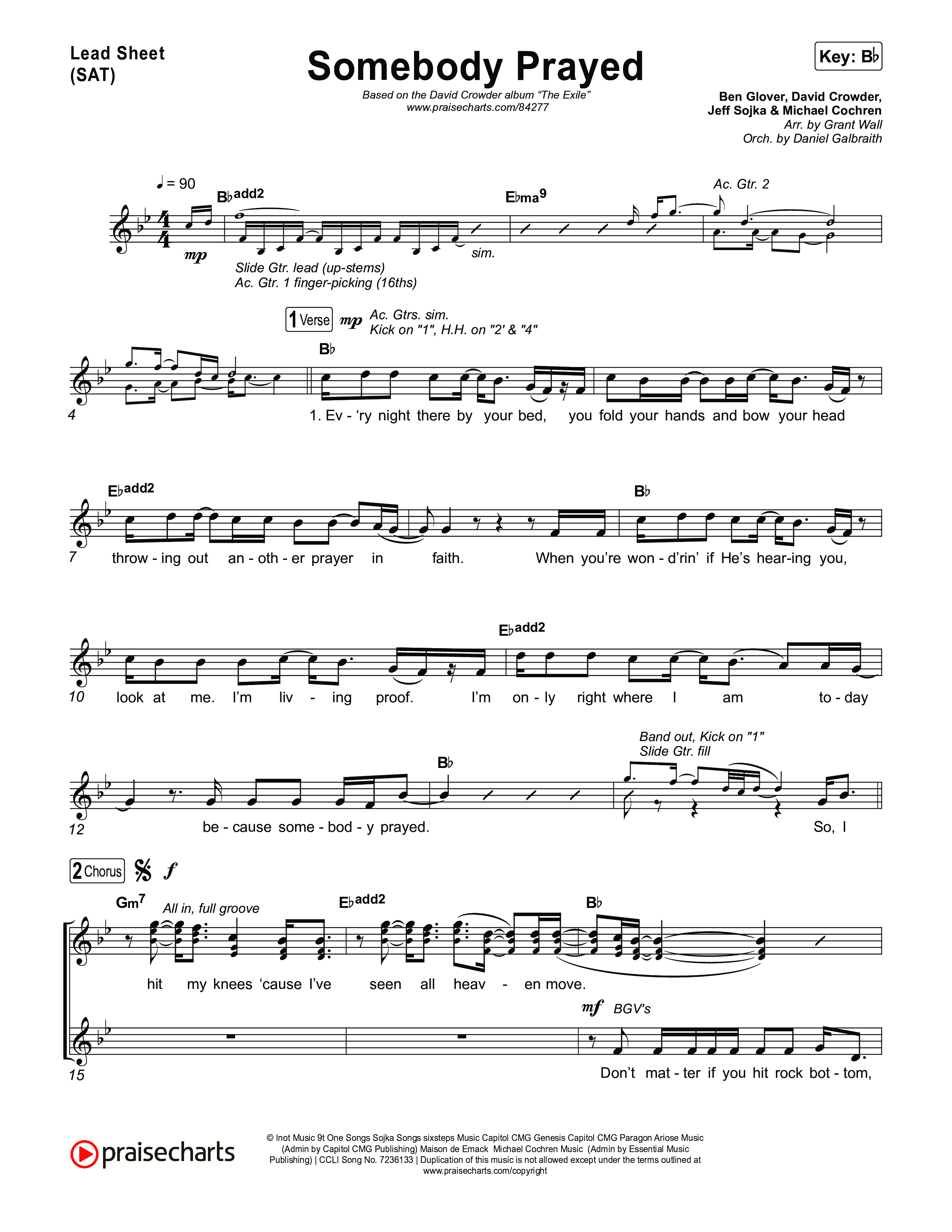 Somebody Prayed Lead Sheet (SAT) (Crowder)