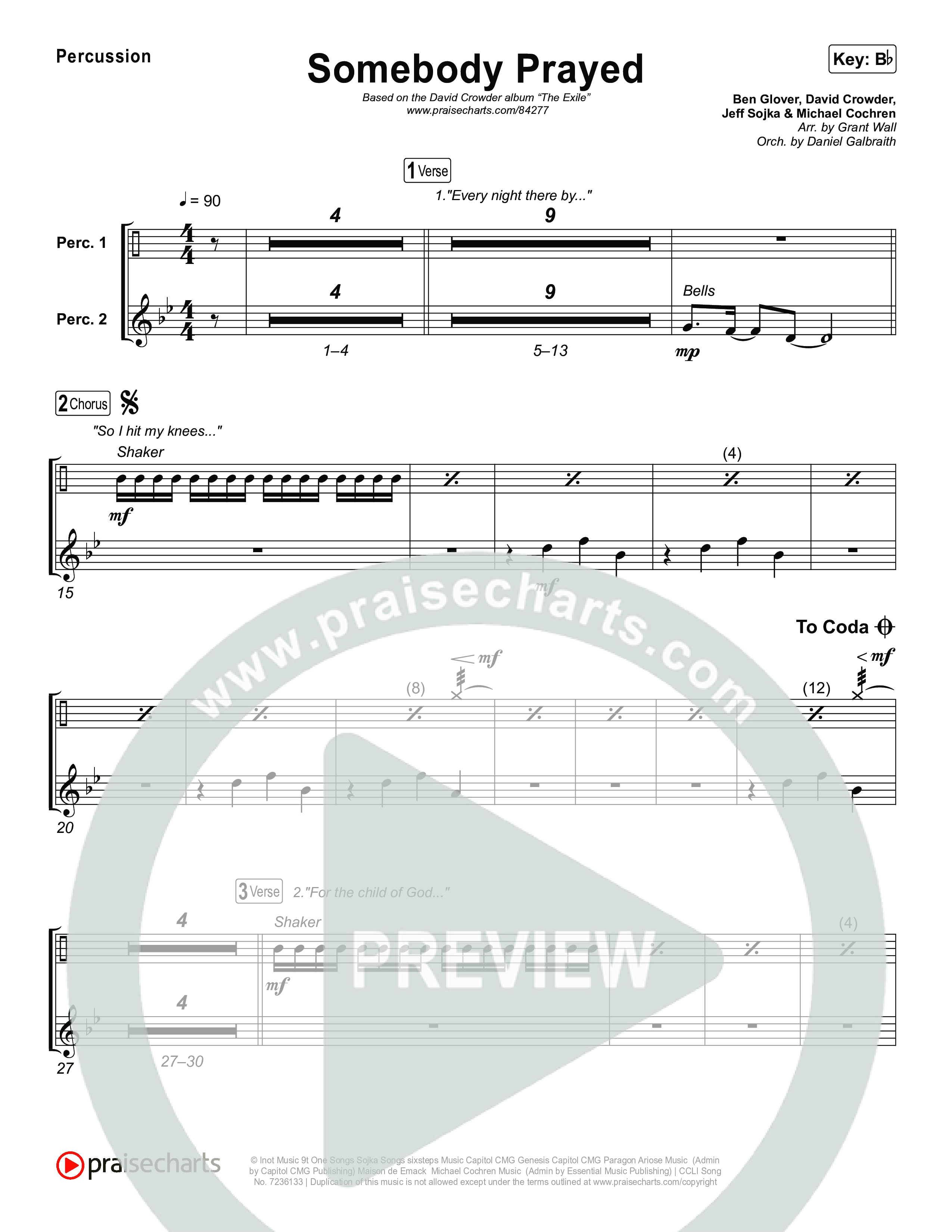 Somebody Prayed Percussion (Crowder)