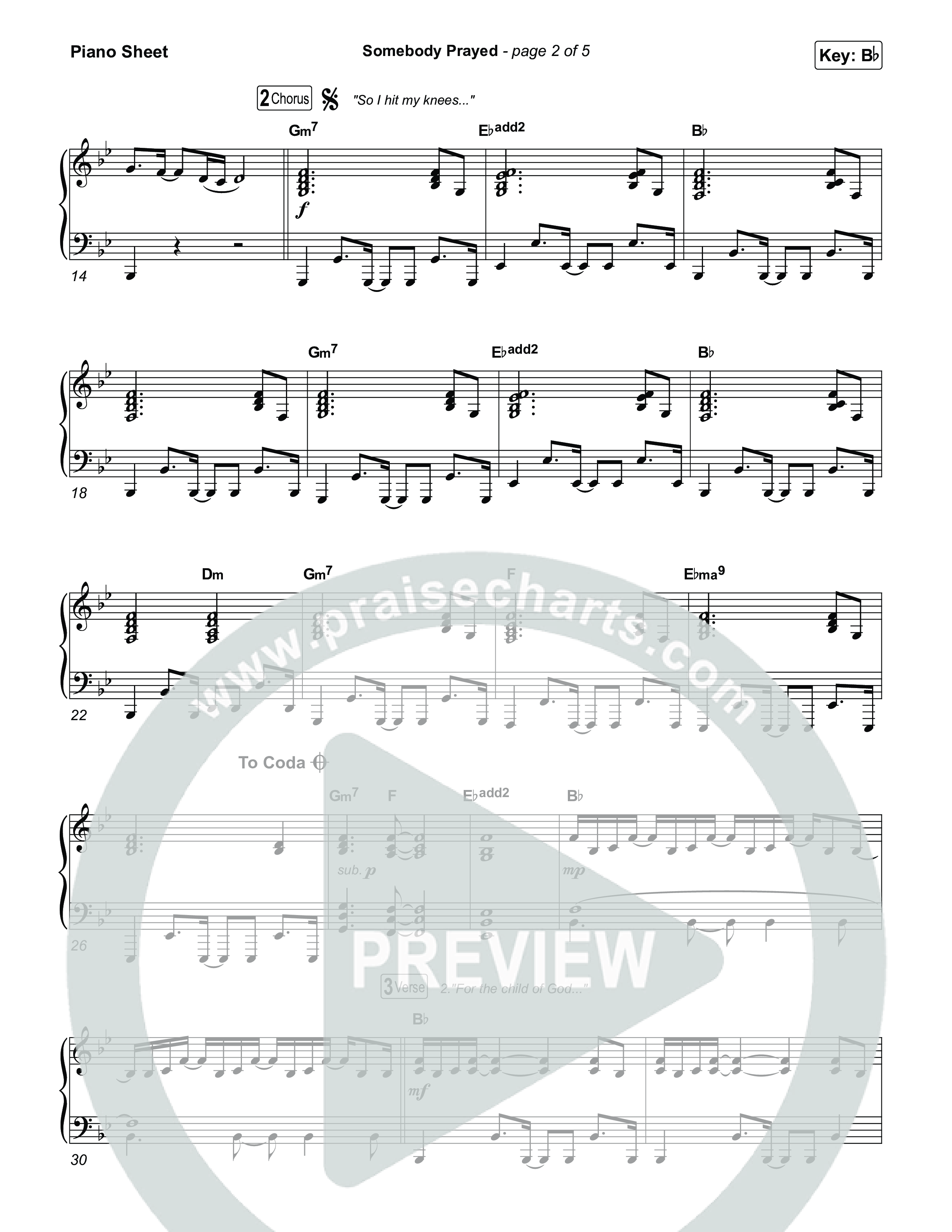 Somebody Prayed Piano Sheet (Crowder)