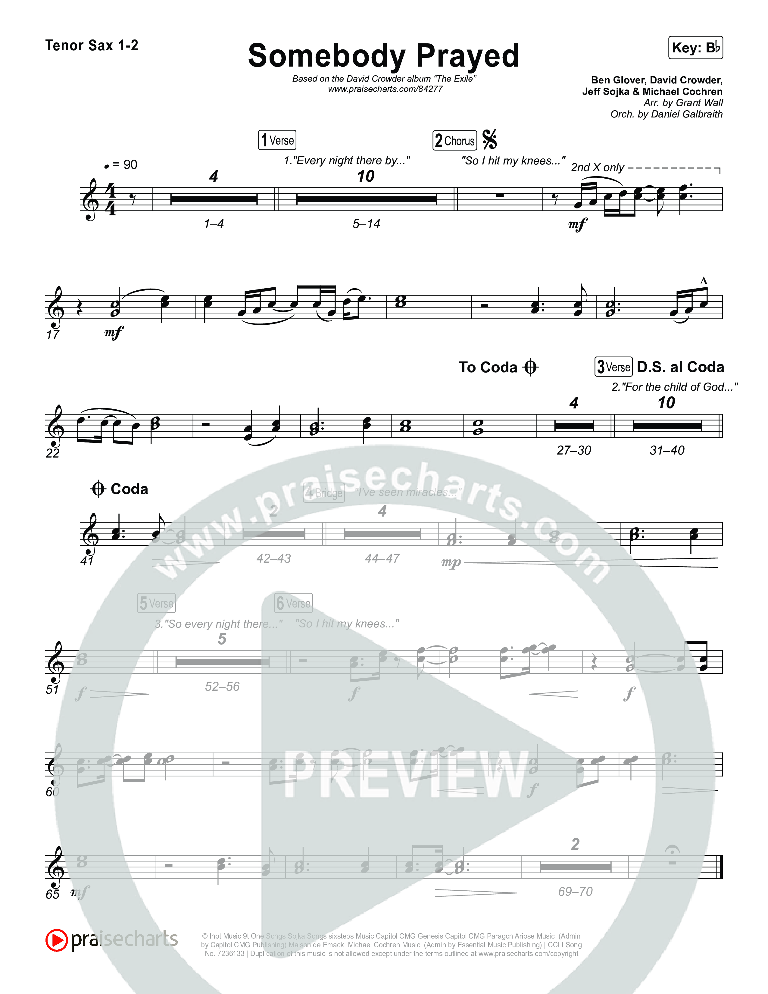 Somebody Prayed Tenor Sax 1,2 (Crowder)