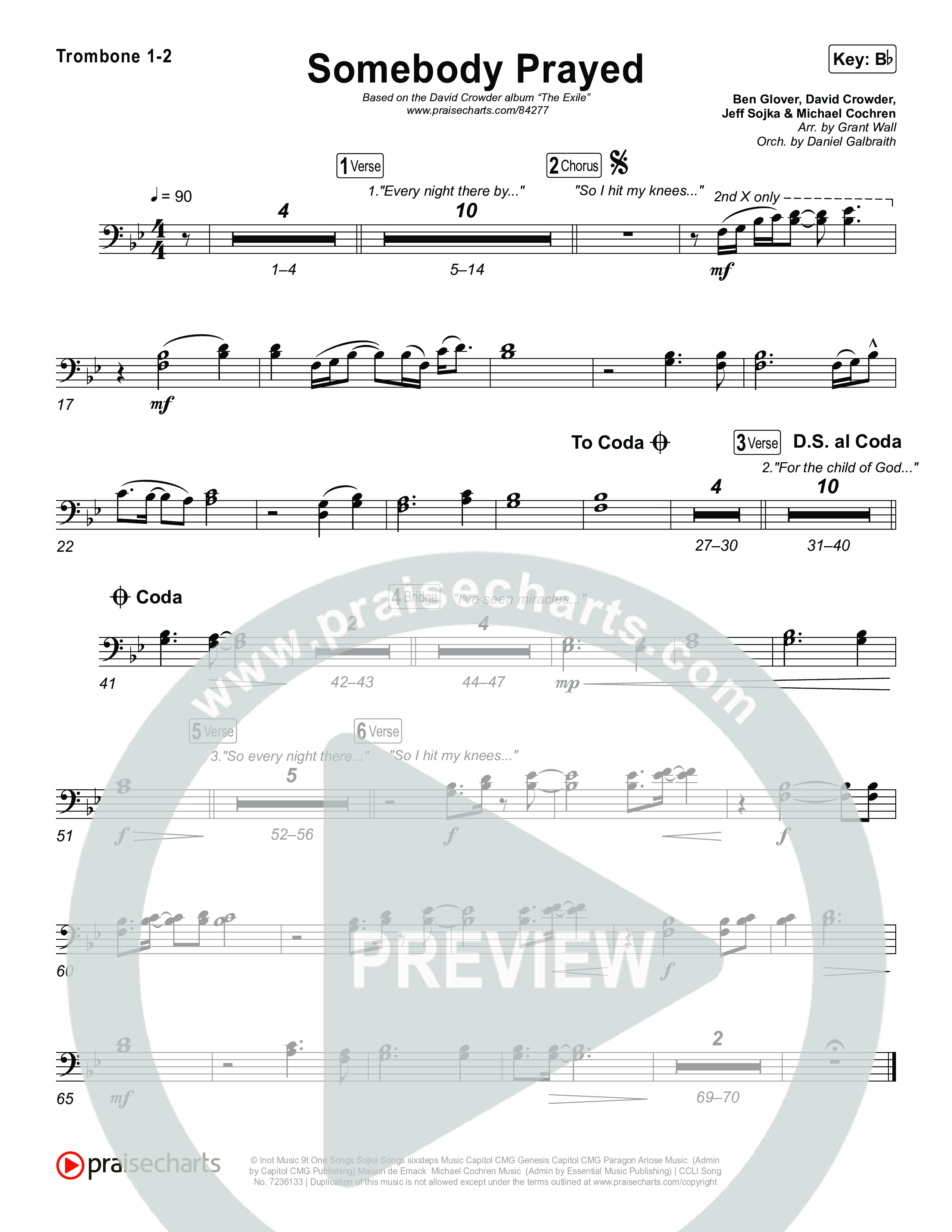 Somebody Prayed Trombone 1,2 (Crowder)