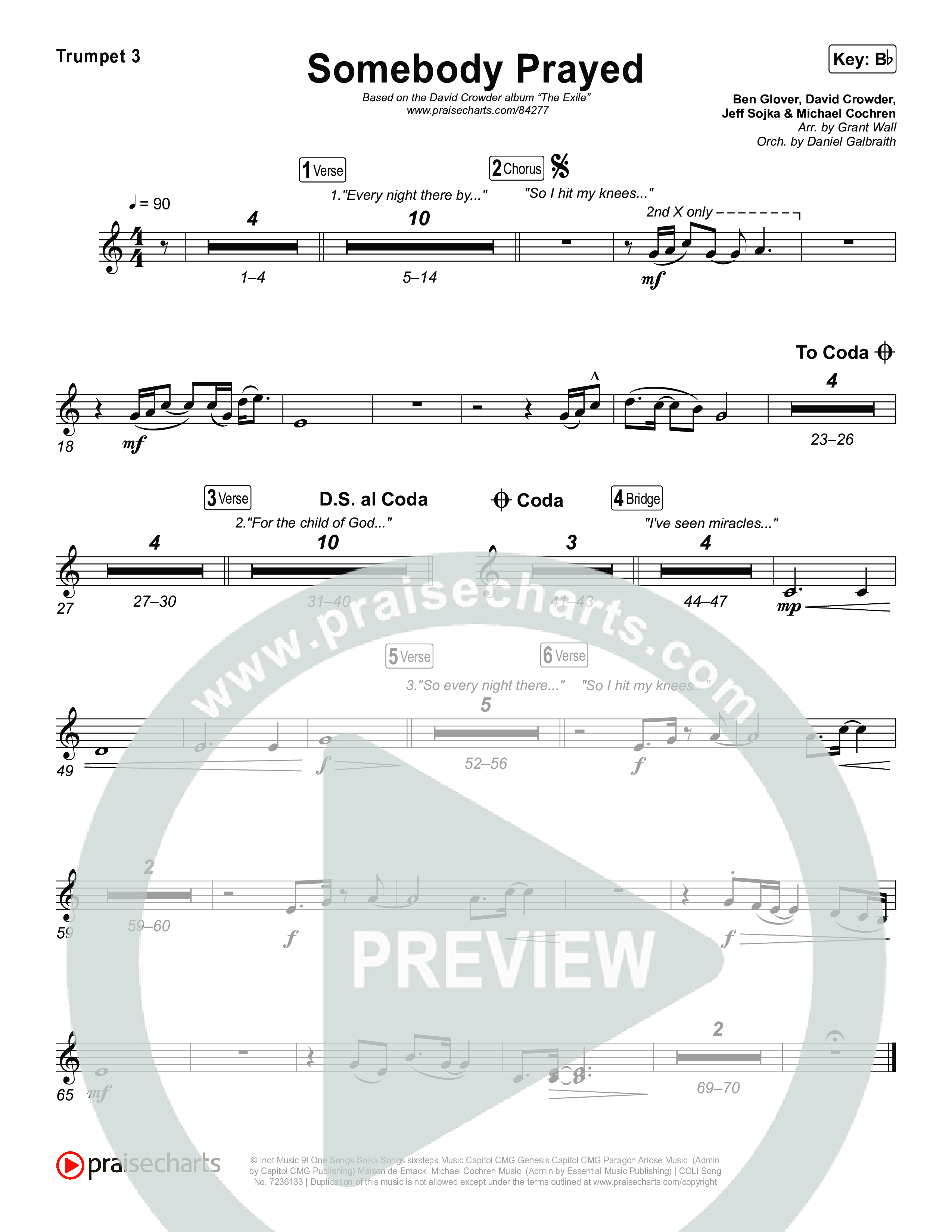 Somebody Prayed Trumpet 3 (Crowder)