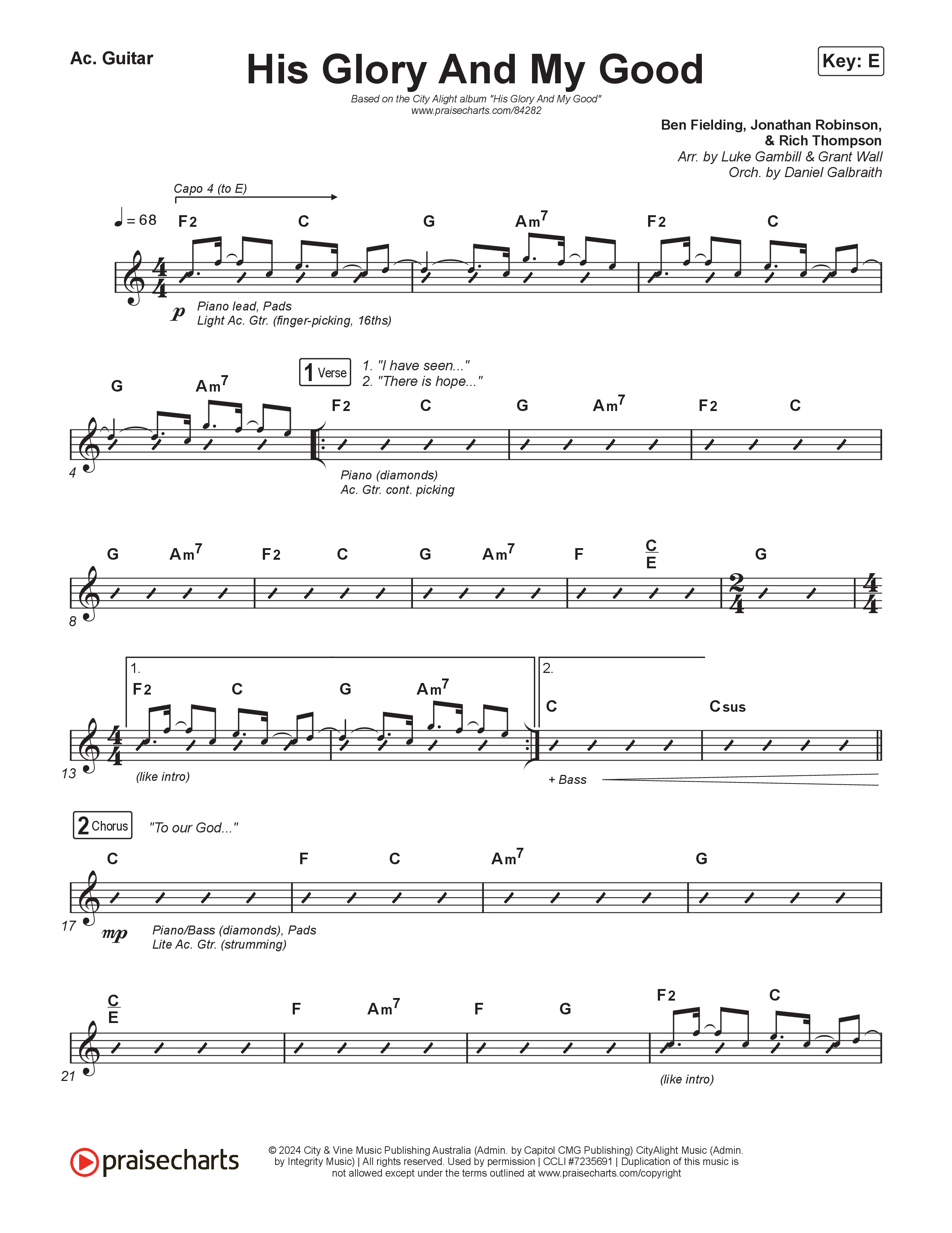 His Glory And My Good (Choral/SATB) Acoustic Guitar (CityAlight / Arr. Luke Gambill)