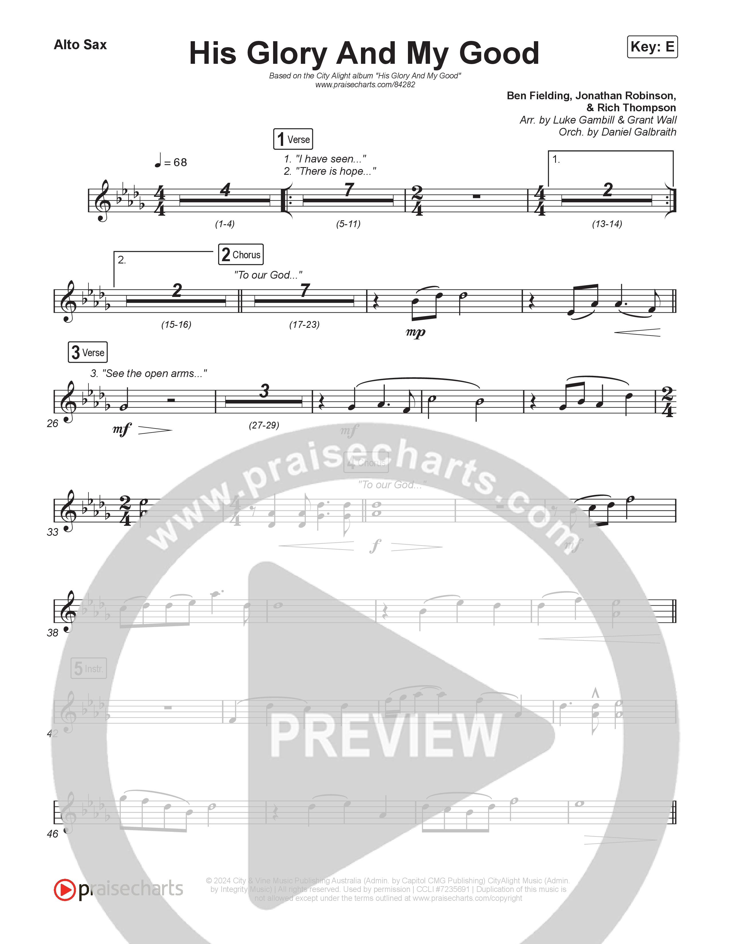 His Glory And My Good (Choral/SATB) Sax Pack (CityAlight / Arr. Luke Gambill)