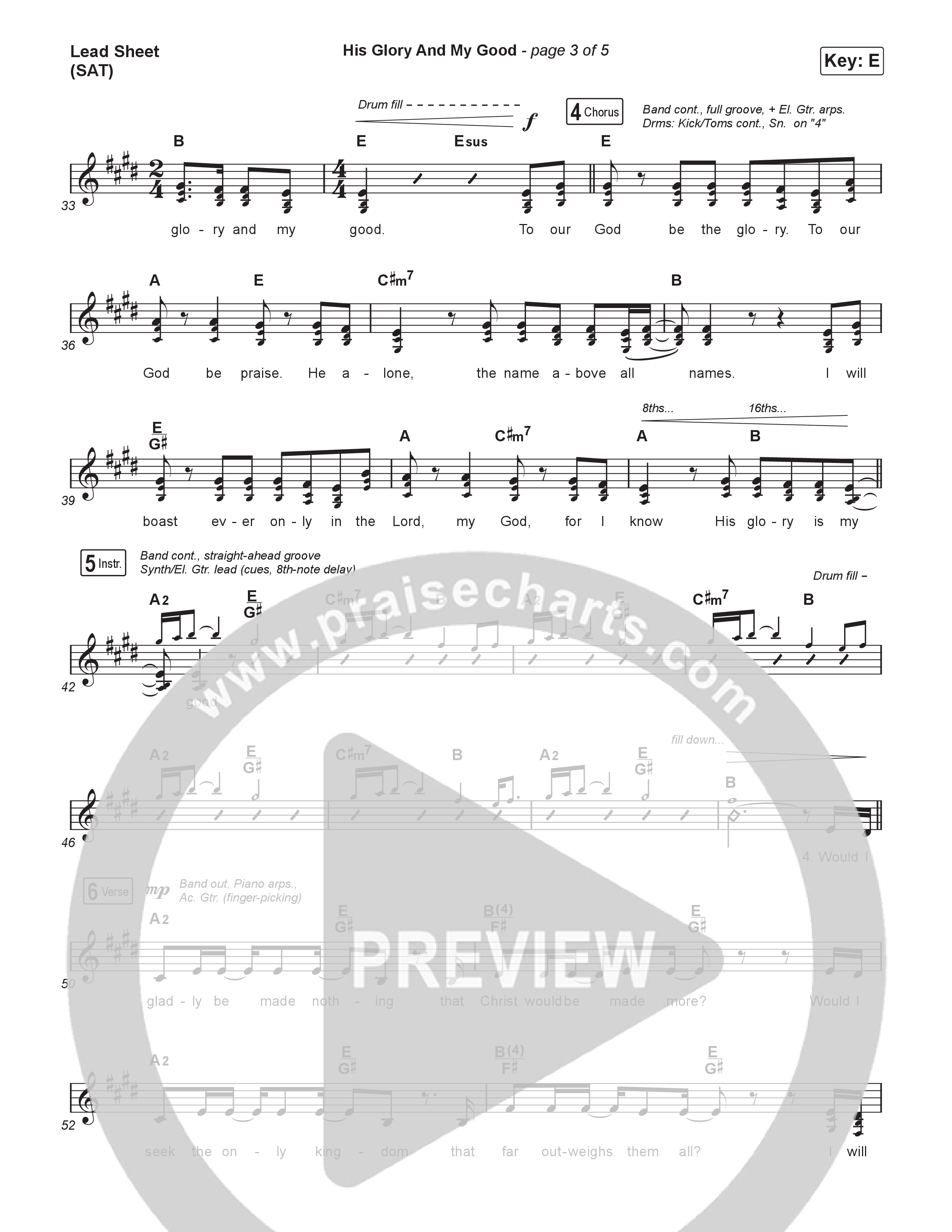 His Glory And My Good (Choral/SATB) Lead Sheet (SAT) (CityAlight / Arr. Luke Gambill)