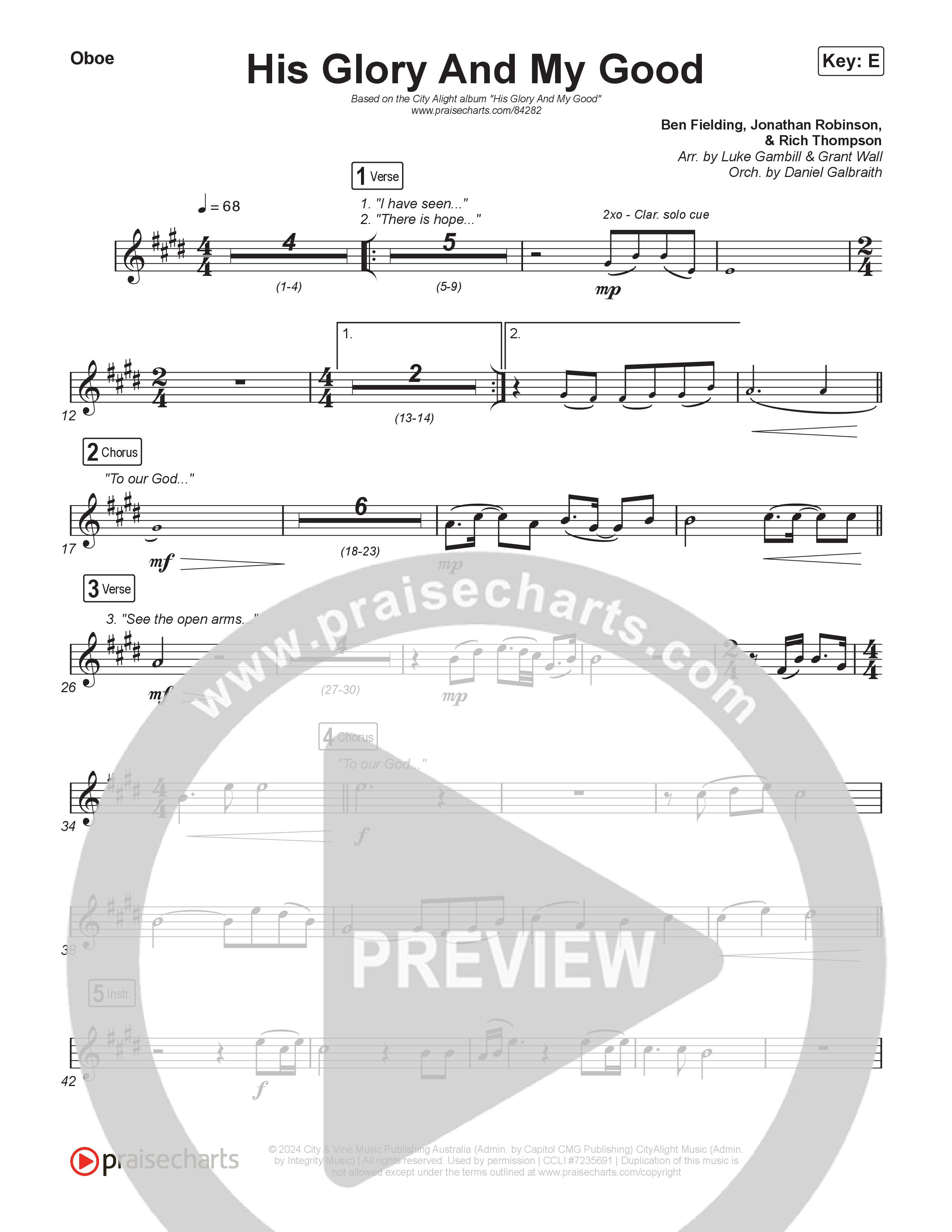 His Glory And My Good (Choral/SATB) Wind Pack (CityAlight / Arr. Luke Gambill)