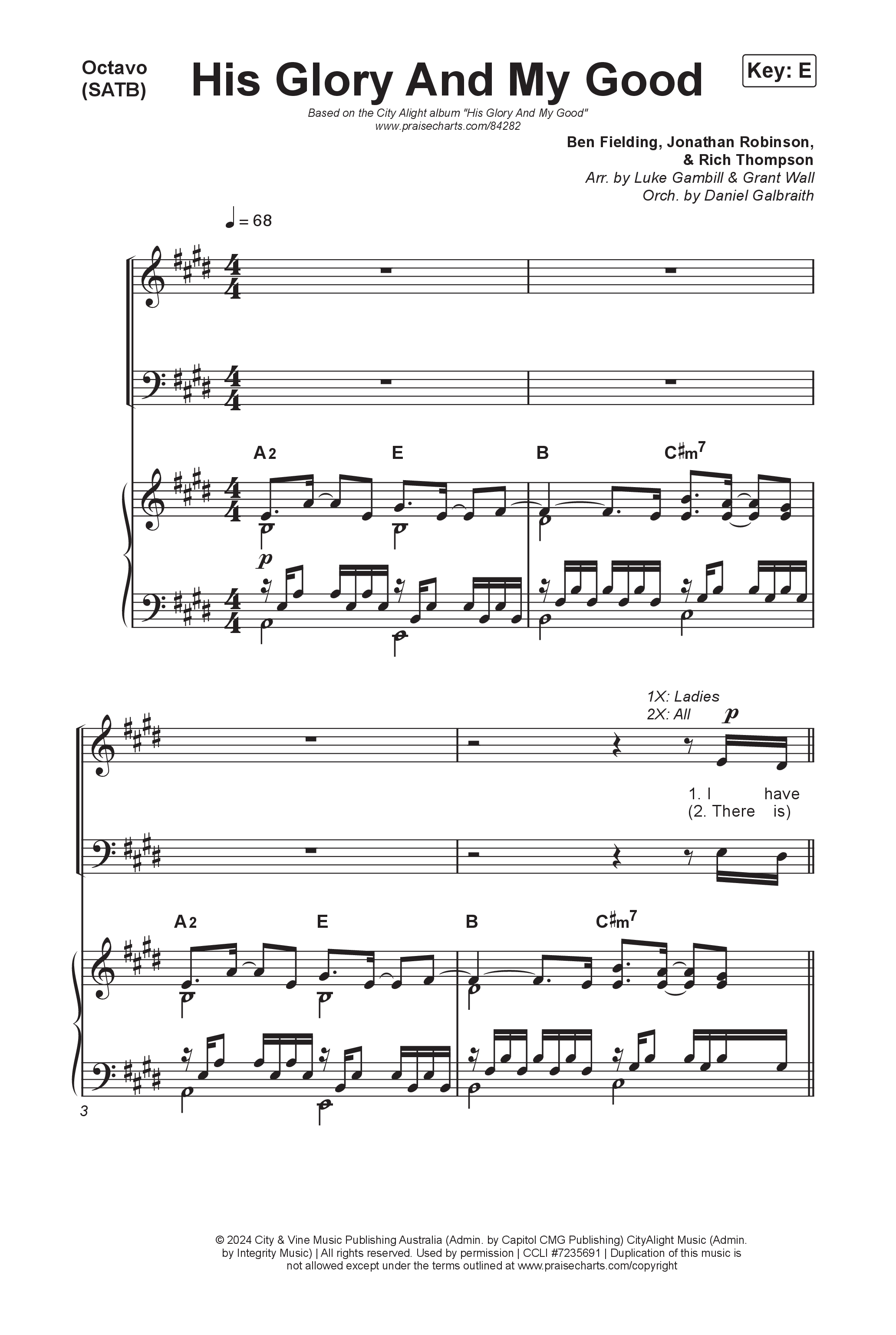 His Glory And My Good (Choral/SATB) Octavo (SATB & Pno) (CityAlight / Arr. Luke Gambill)