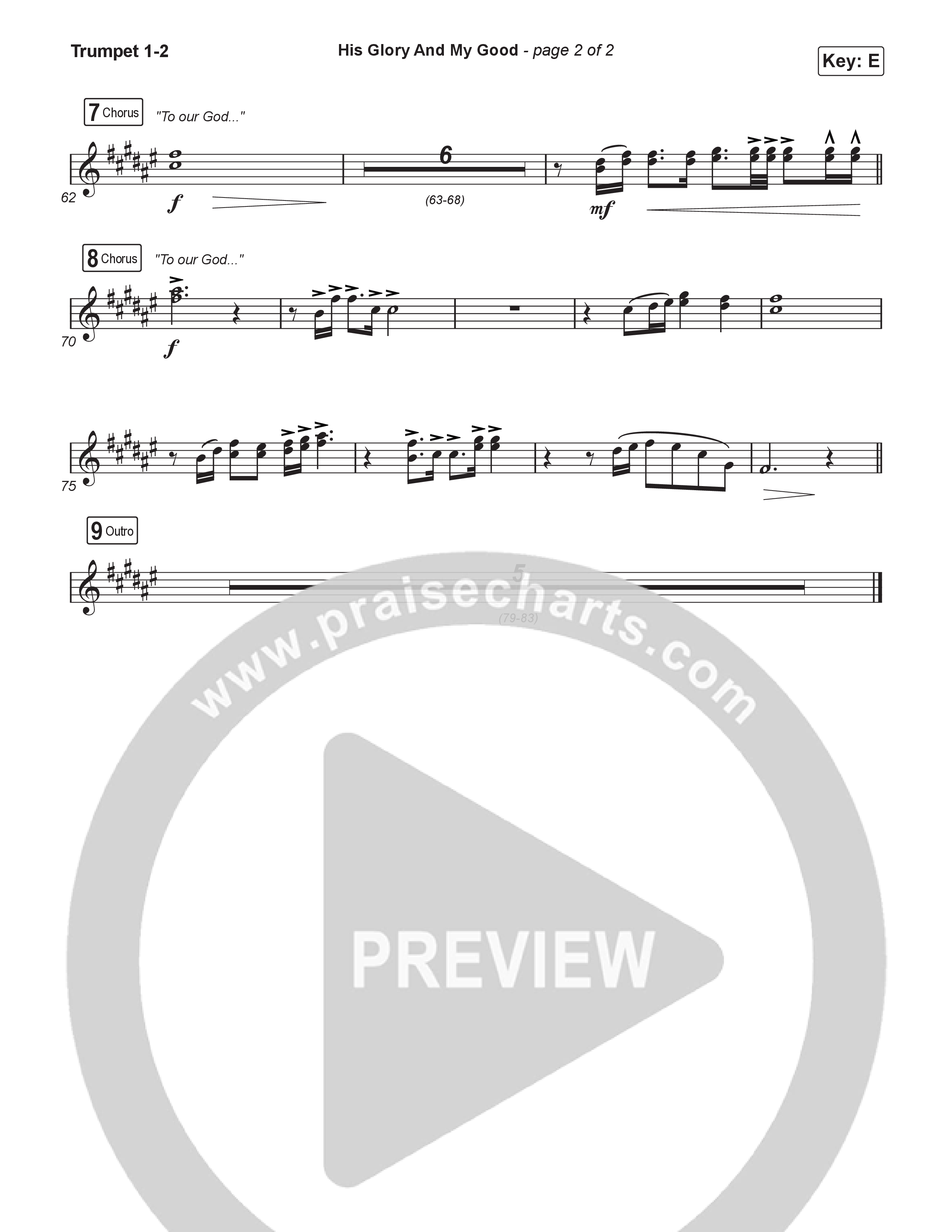 His Glory And My Good (Choral/SATB) Trumpet 1,2 (CityAlight / Arr. Luke Gambill)