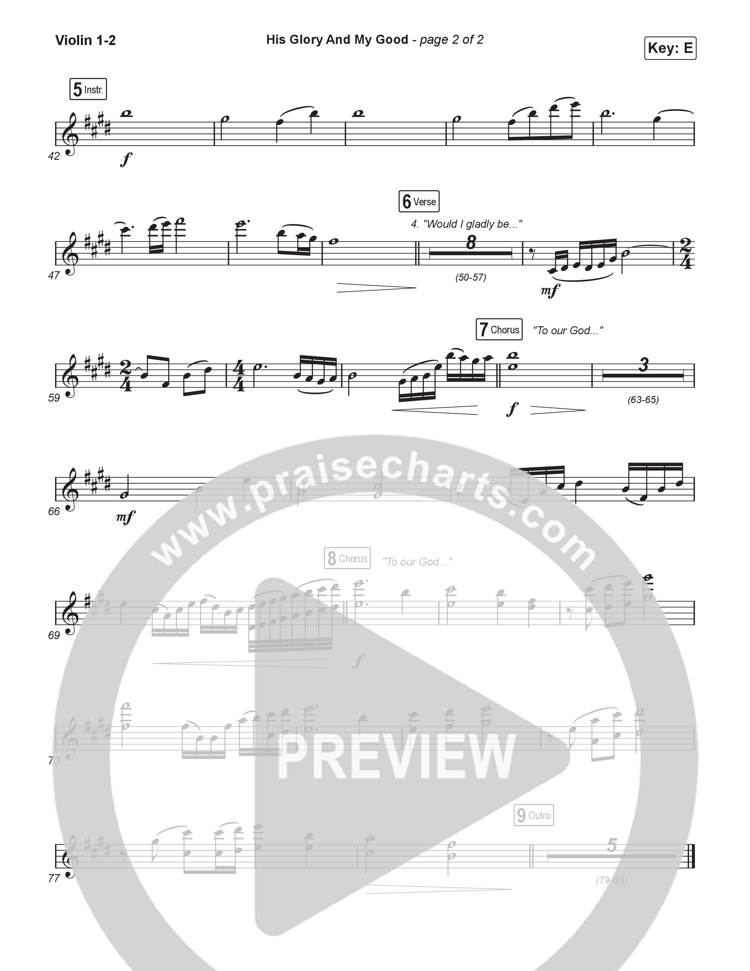 His Glory And My Good (Choral/SATB) Violin 1,2 (CityAlight / Arr. Luke Gambill)