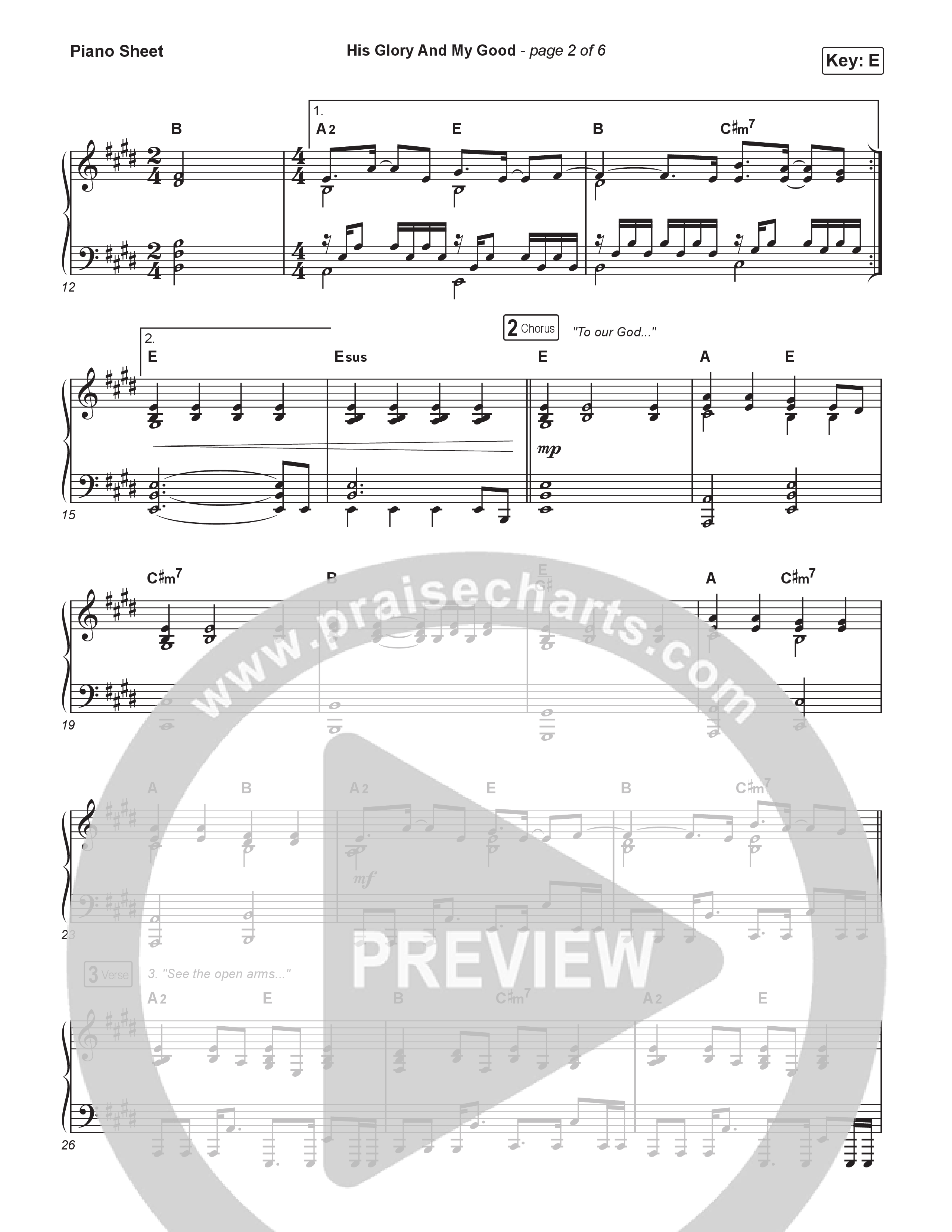 His Glory And My Good (Sing It Now) Piano Sheet (CityAlight / Arr. Luke Gambill)