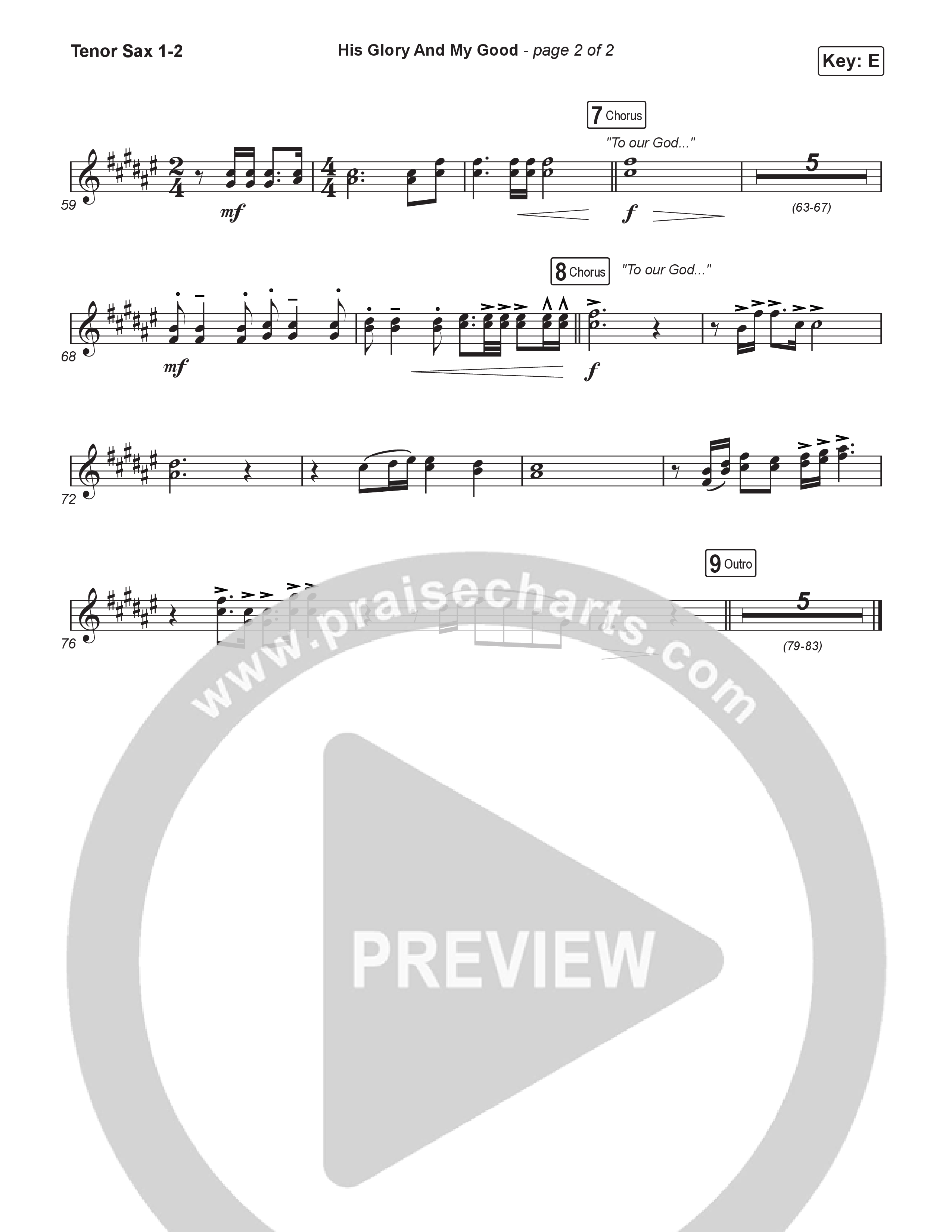 His Glory And My Good (Sing It Now) Tenor Sax 1/2 (CityAlight / Arr. Luke Gambill)