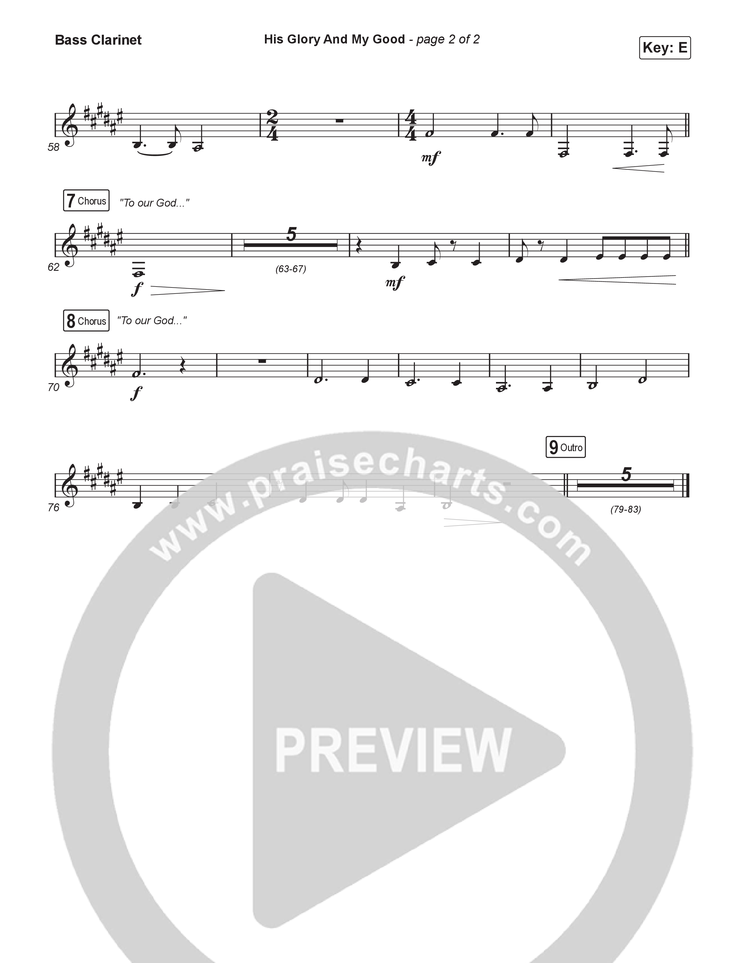 His Glory And My Good (Worship Choir/SAB) Bass Clarinet (CityAlight / Arr. Luke Gambill)