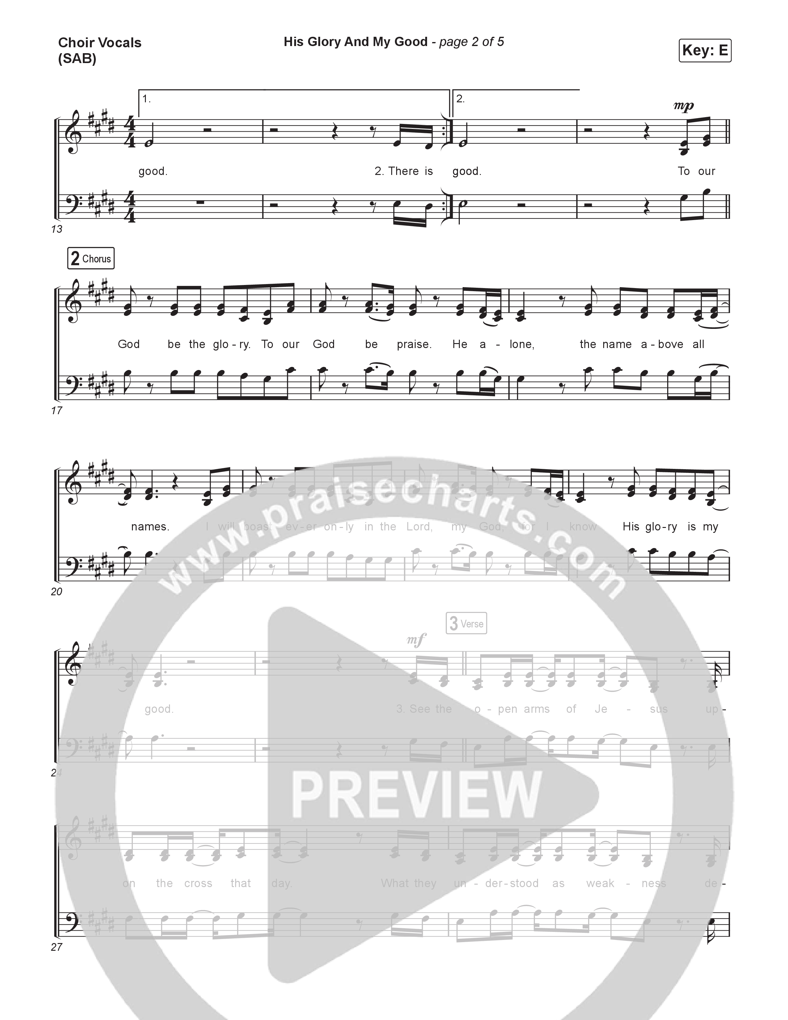 His Glory And My Good (Worship Choir/SAB) Choir Sheet (SAB) (CityAlight / Arr. Luke Gambill)