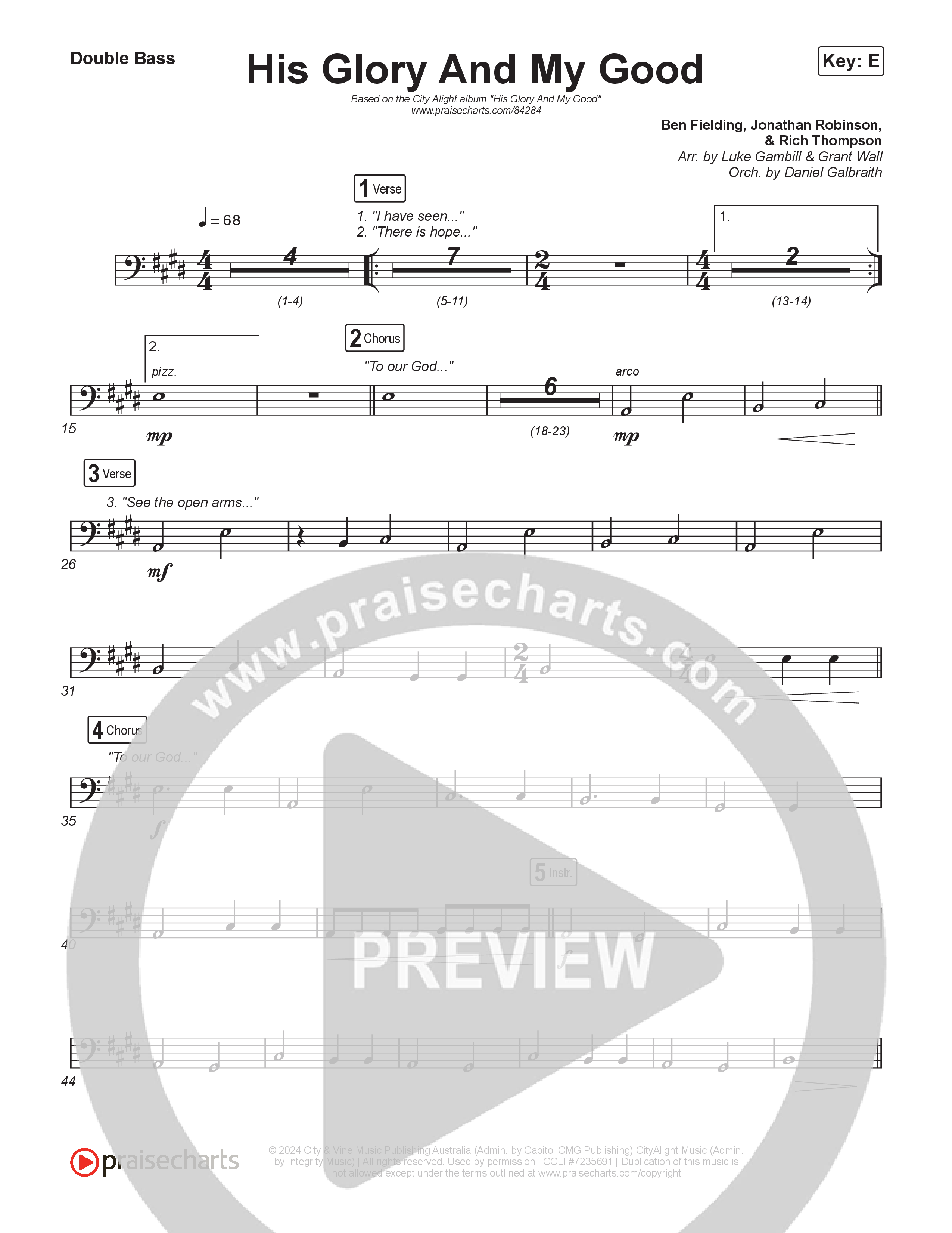 His Glory And My Good (Worship Choir/SAB) Double Bass (CityAlight / Arr. Luke Gambill)
