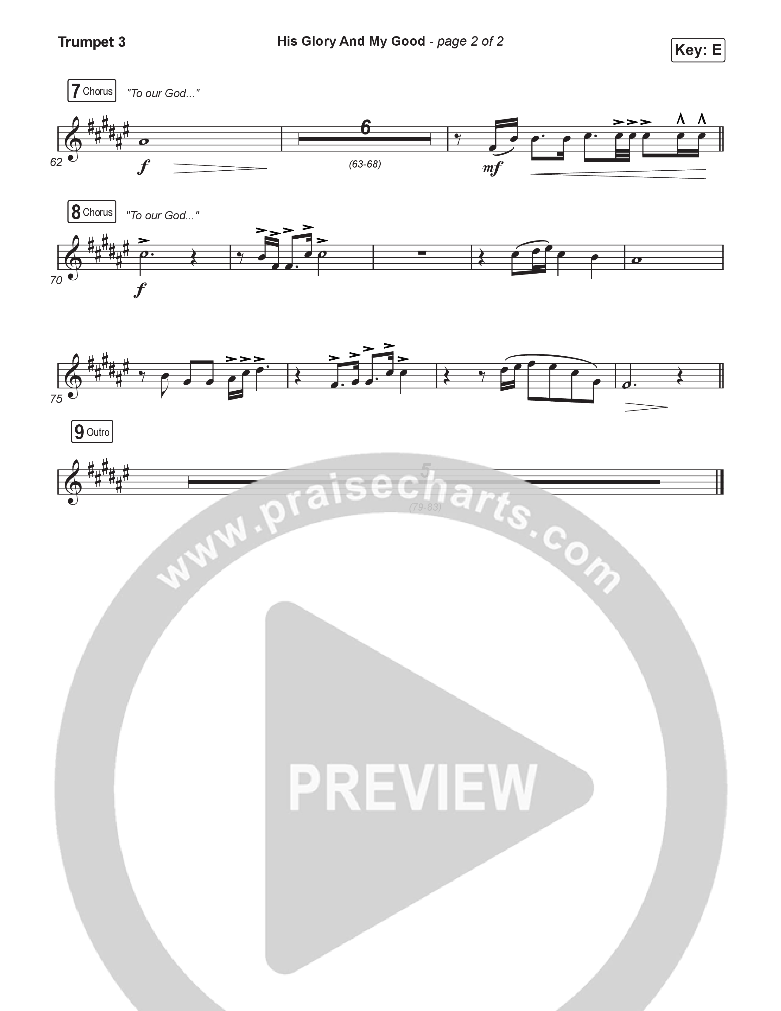 His Glory And My Good (Worship Choir/SAB) Trumpet 3 (CityAlight / Arr. Luke Gambill)