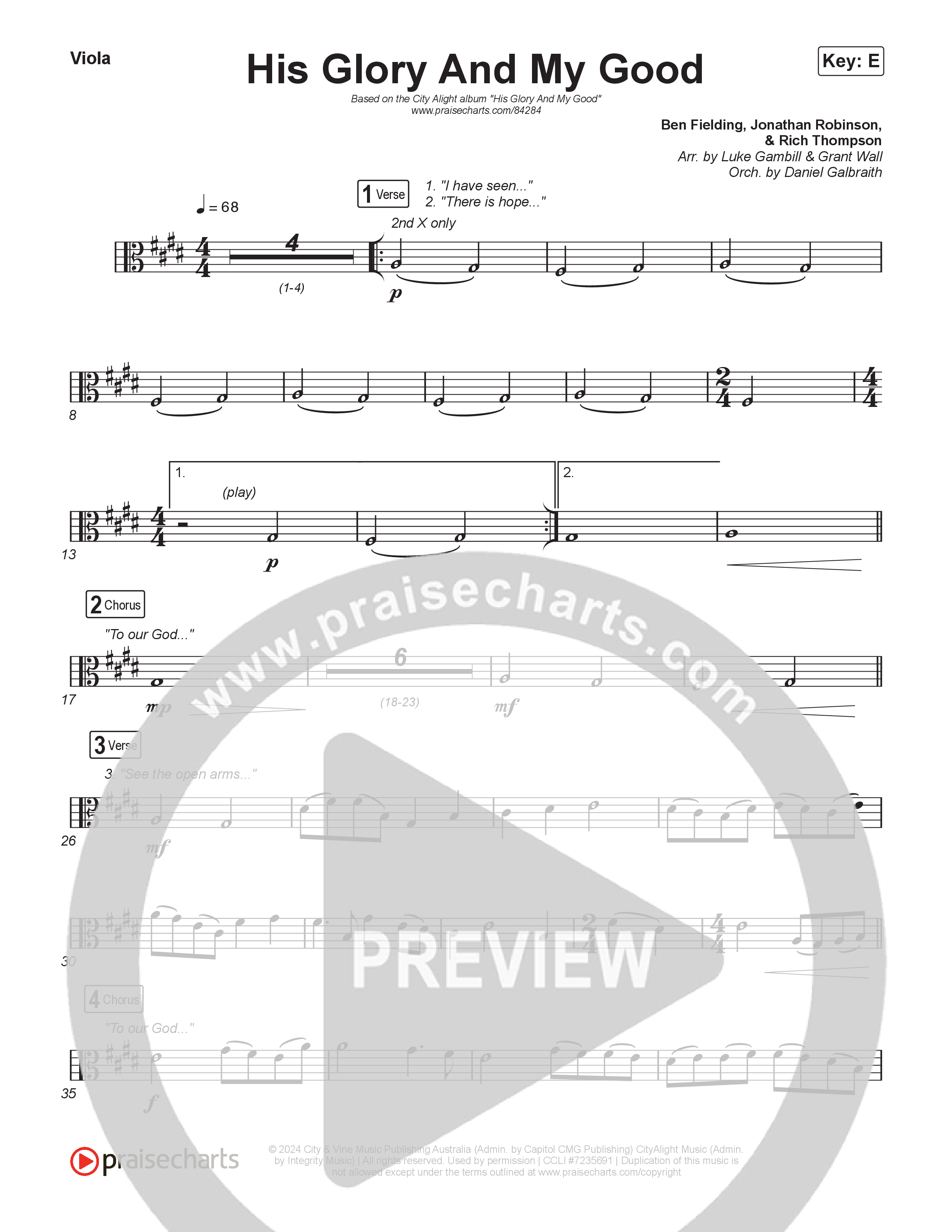 His Glory And My Good (Worship Choir/SAB) String Pack (CityAlight / Arr. Luke Gambill)