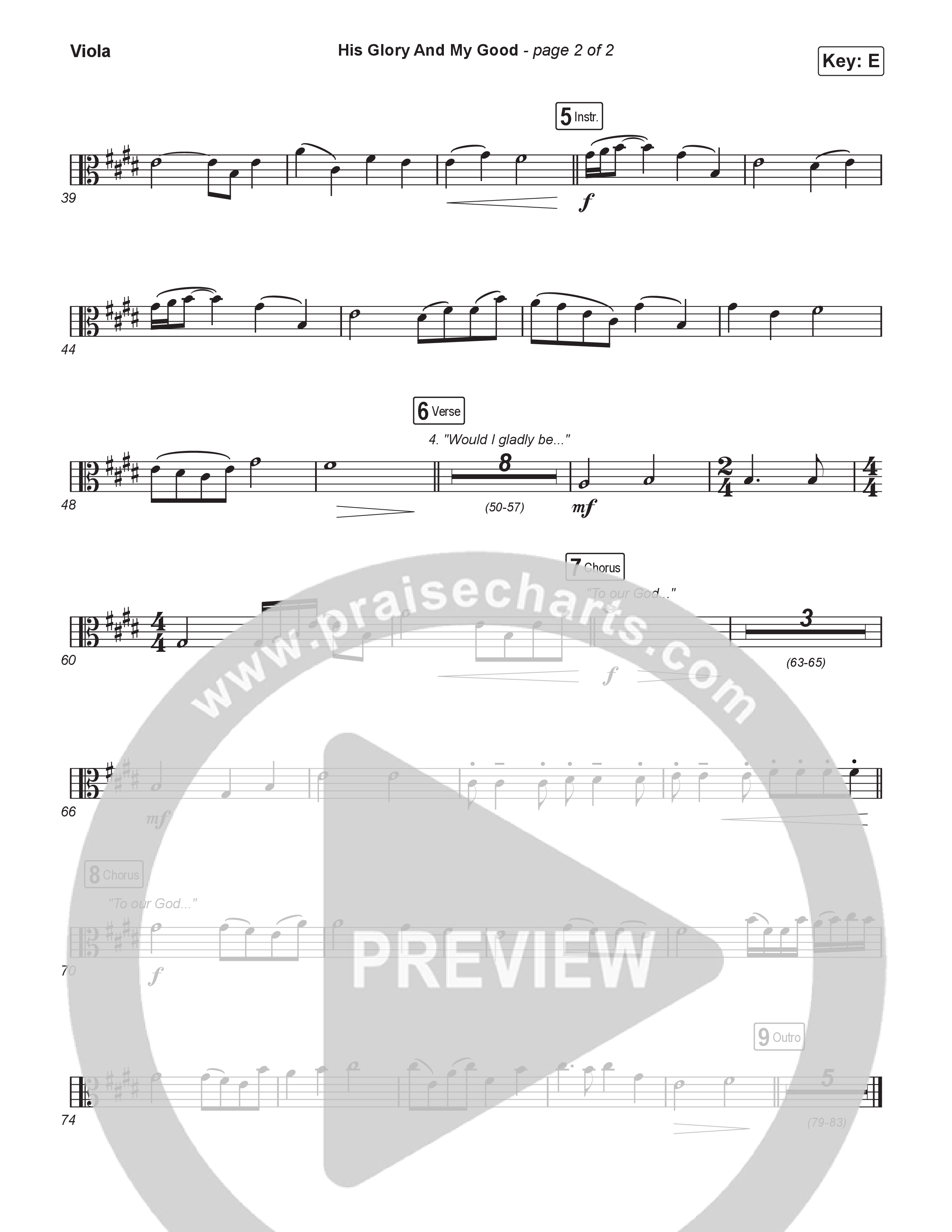 His Glory And My Good (Worship Choir/SAB) Viola (CityAlight / Arr. Luke Gambill)