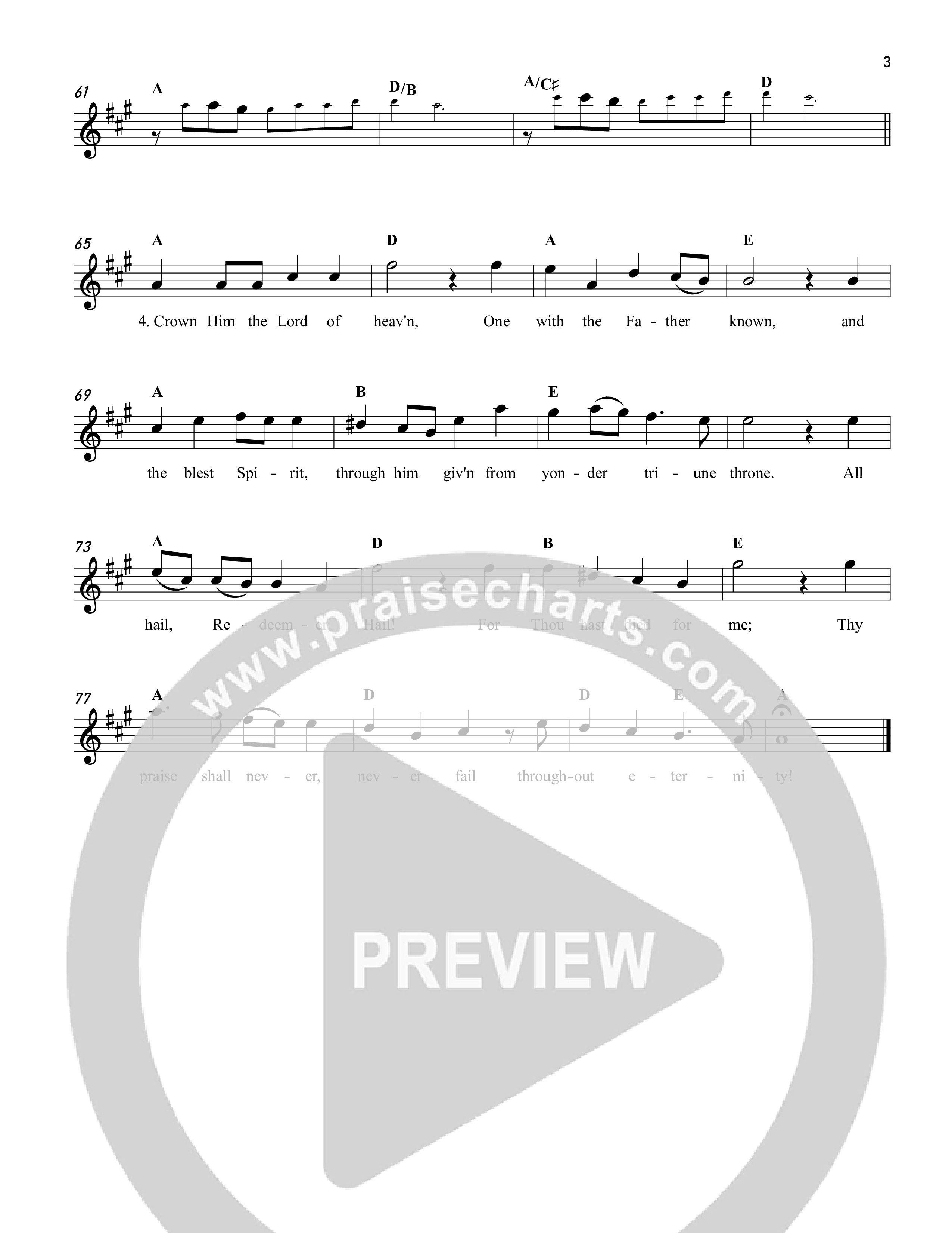 Crown Him With Many Crowns Lead Sheet Melody (Reawaken Hymns)