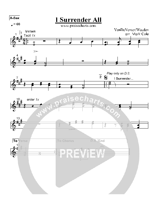 I Surrender All Alto Sax (Mark Cole)