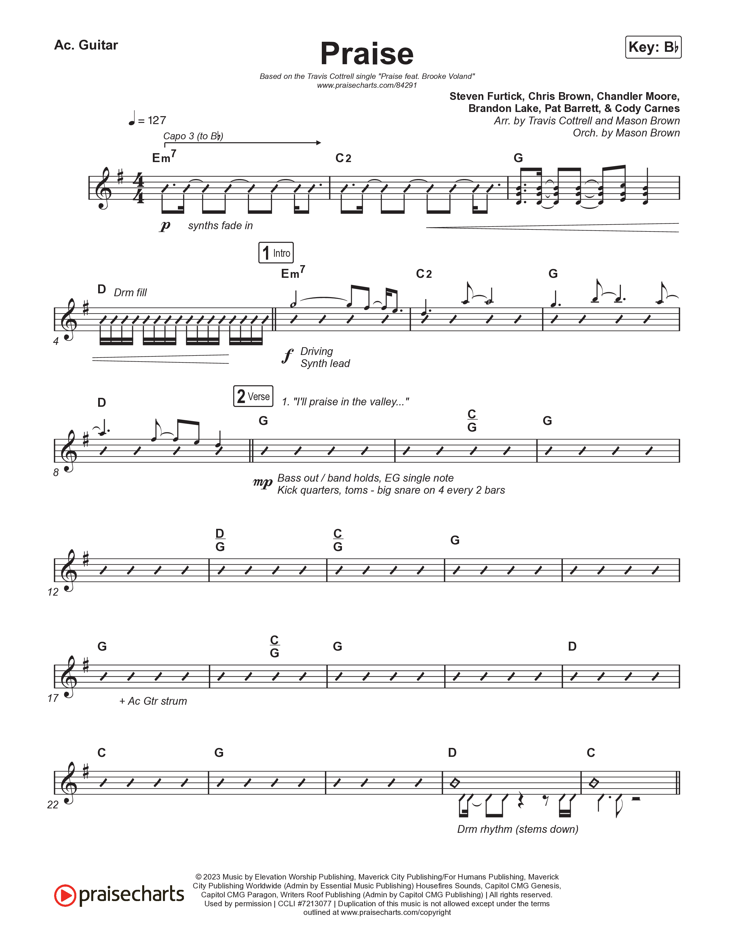 Praise (Choral/SATB) Acoustic Guitar (Brooke Voland / Arr. Travis Cottrell / Orch. Mason Brown)