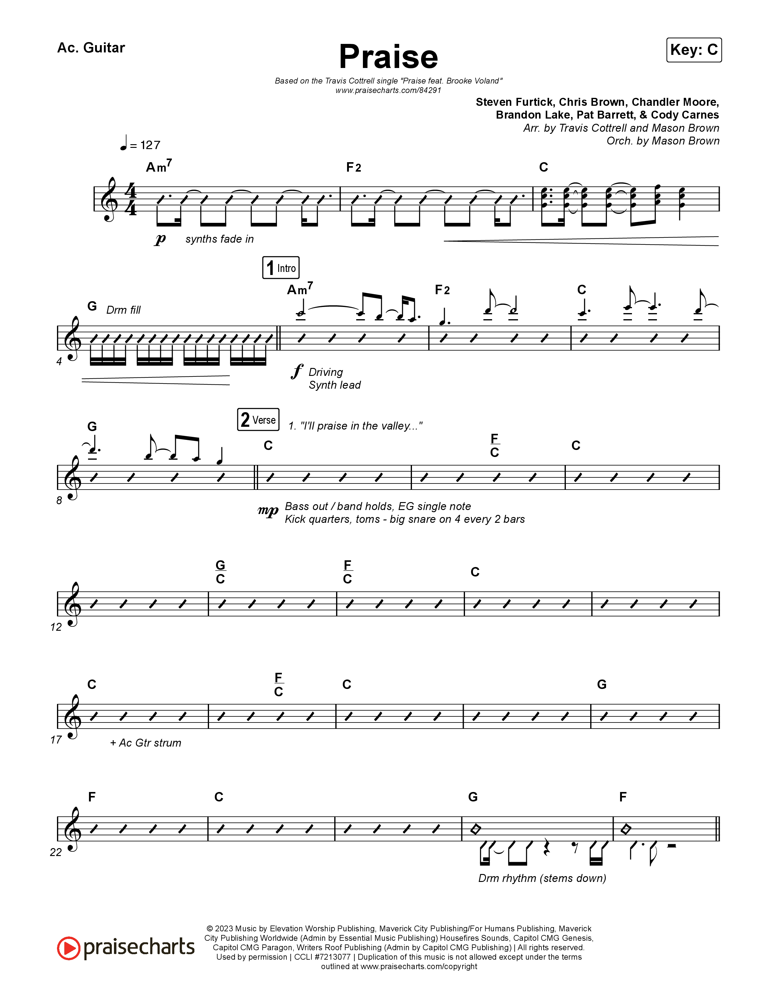 Praise (Choral/SATB) Acoustic Guitar (Brooke Voland / Arr. Travis Cottrell / Orch. Mason Brown)