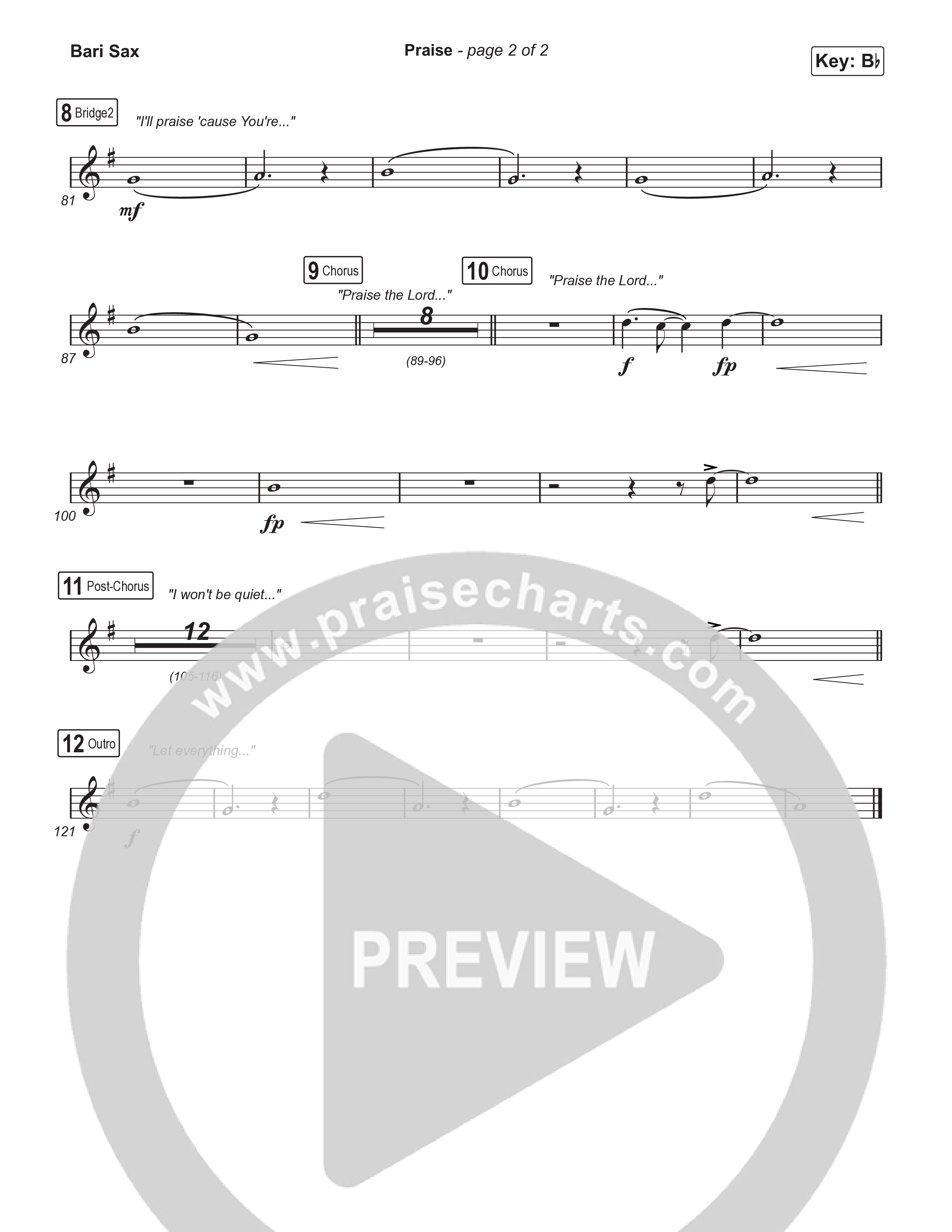 Praise (Choral/SATB) Bari Sax (Brooke Voland / Arr. Travis Cottrell / Orch. Mason Brown)