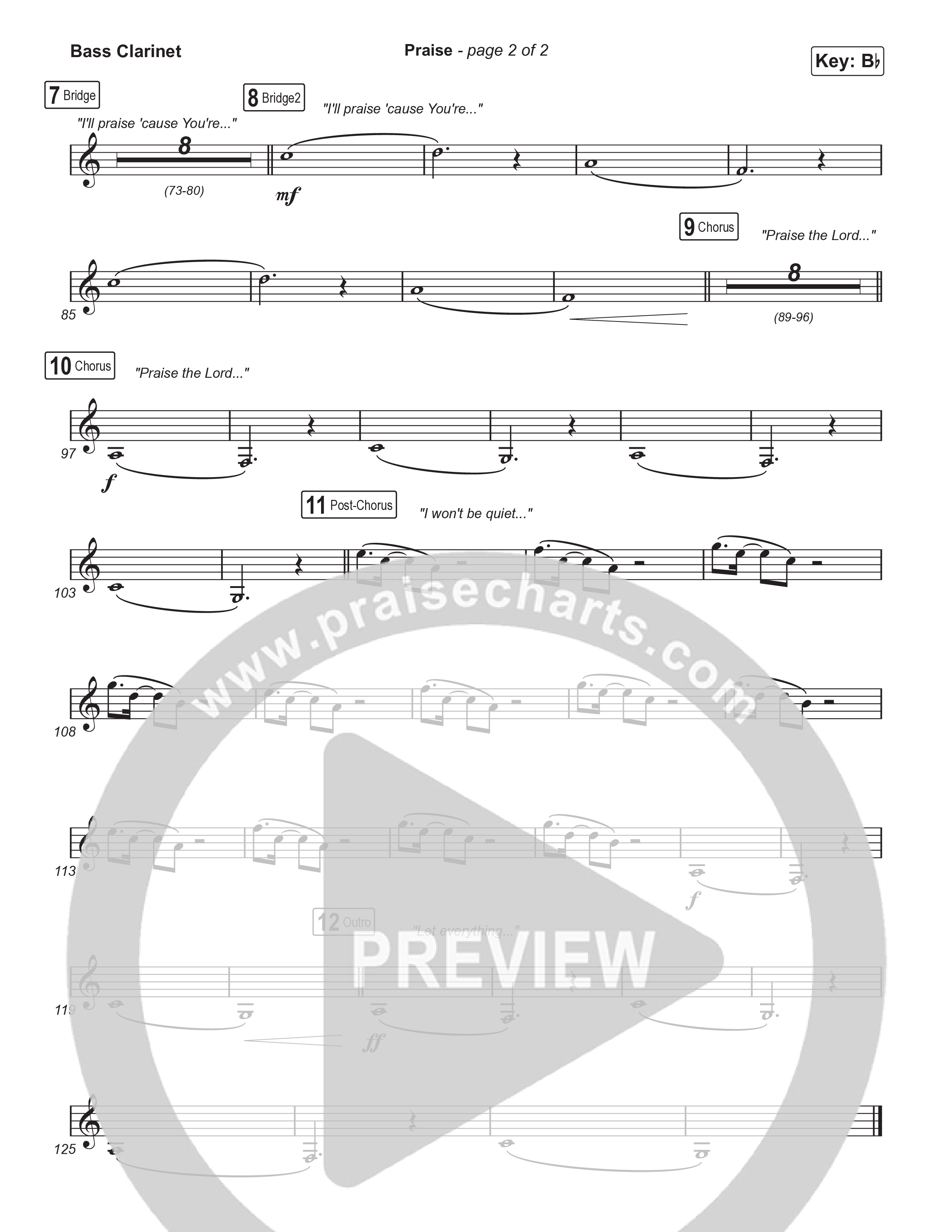 Praise (Choral/SATB) Bass Clarinet (Brooke Voland / Arr. Travis Cottrell / Orch. Mason Brown)