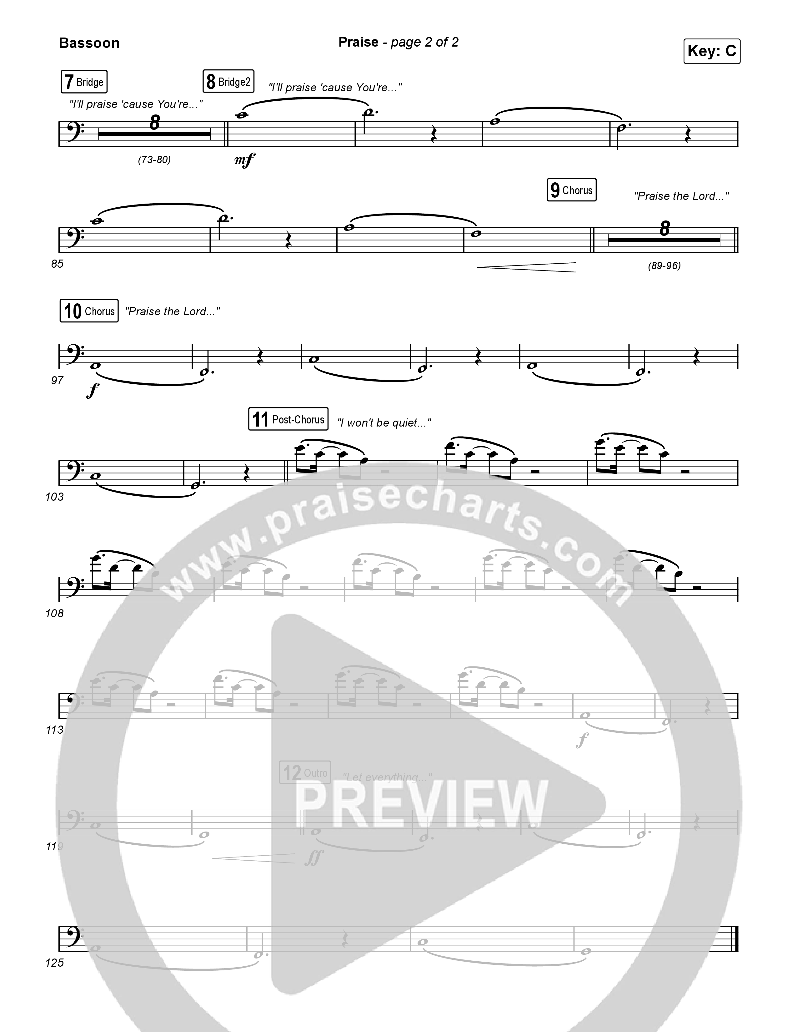 Praise (Choral/SATB) Bassoon (Brooke Voland / Arr. Travis Cottrell / Orch. Mason Brown)
