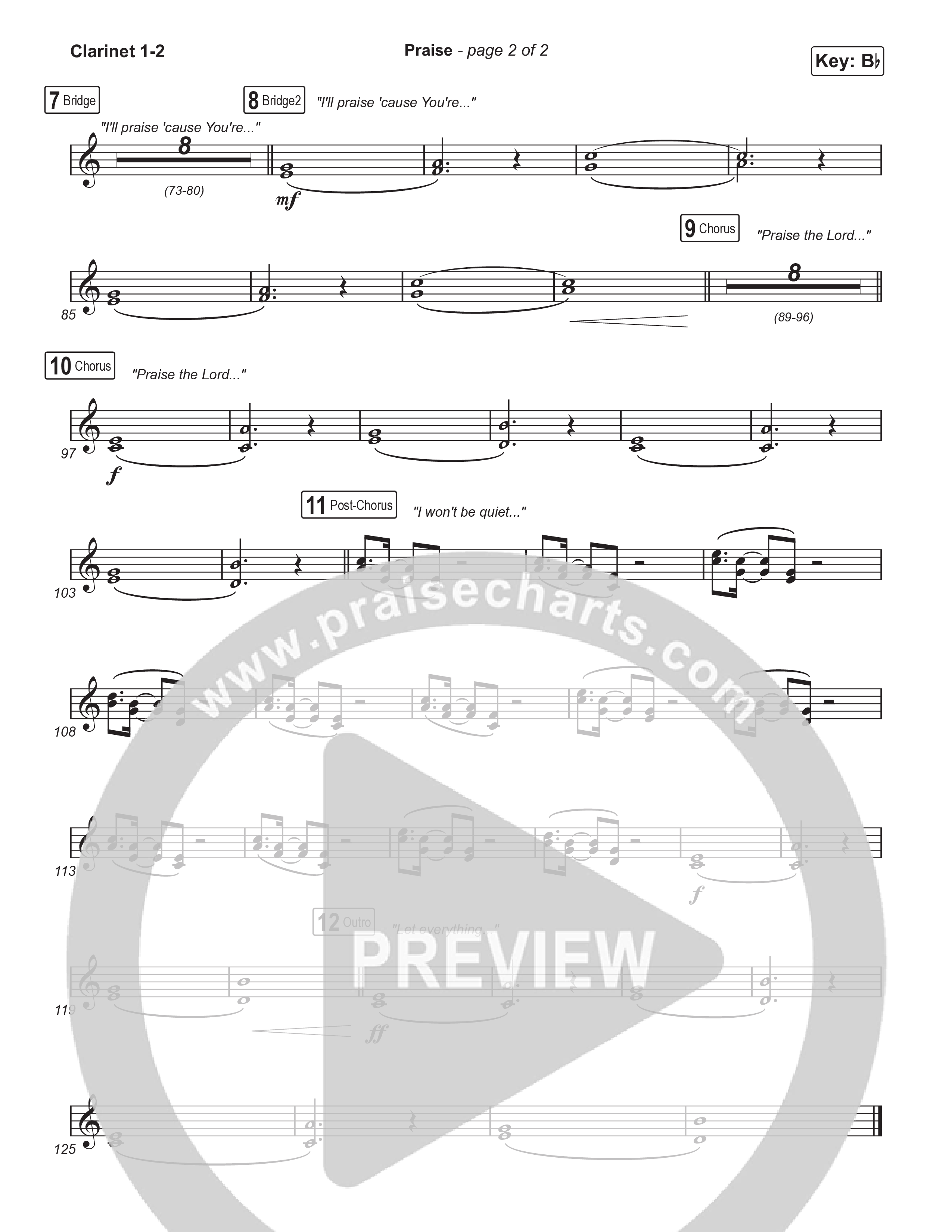 Praise (Choral/SATB) Clarinet 1/2 (Brooke Voland / Arr. Travis Cottrell / Orch. Mason Brown)