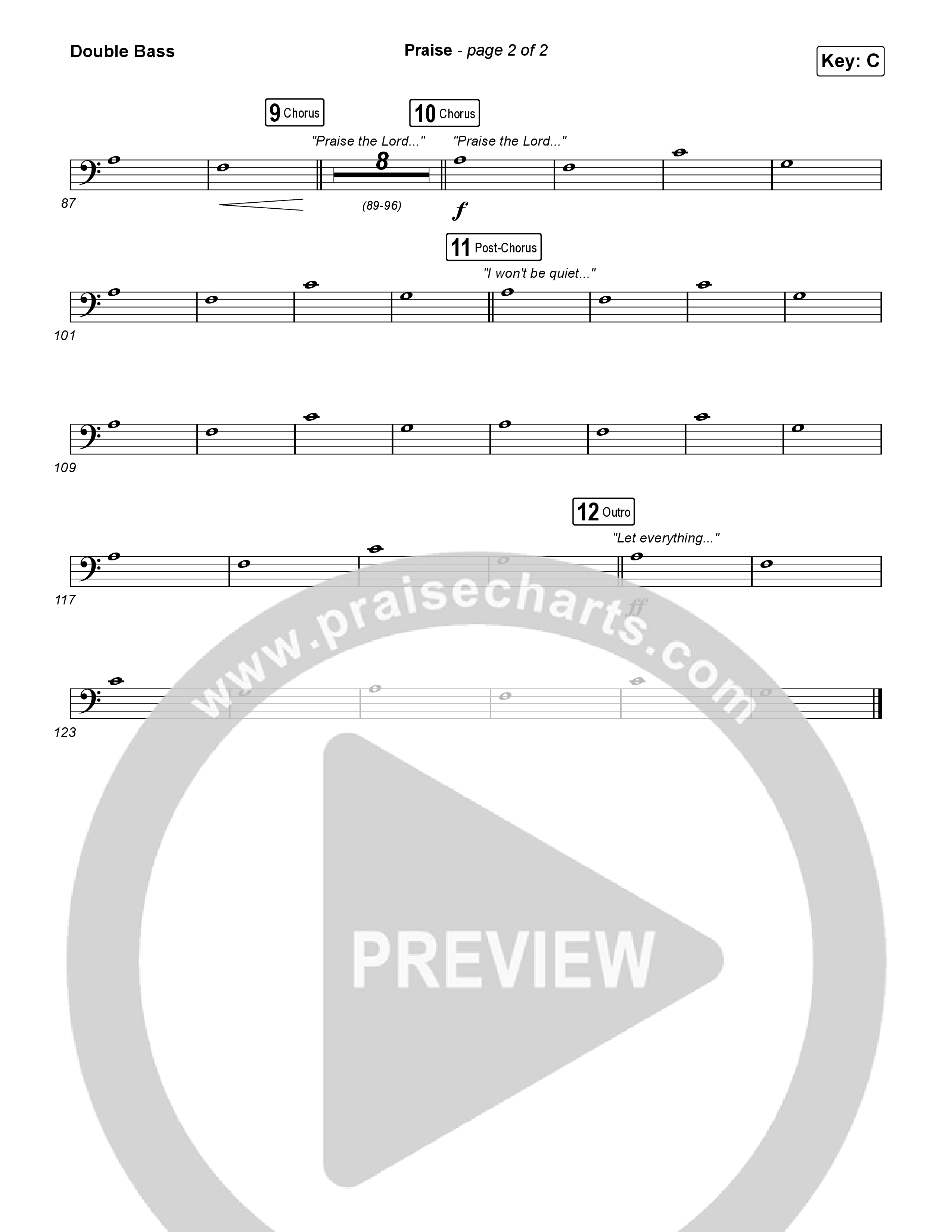 Praise (Choral/SATB) String Bass (Brooke Voland / Arr. Travis Cottrell / Orch. Mason Brown)