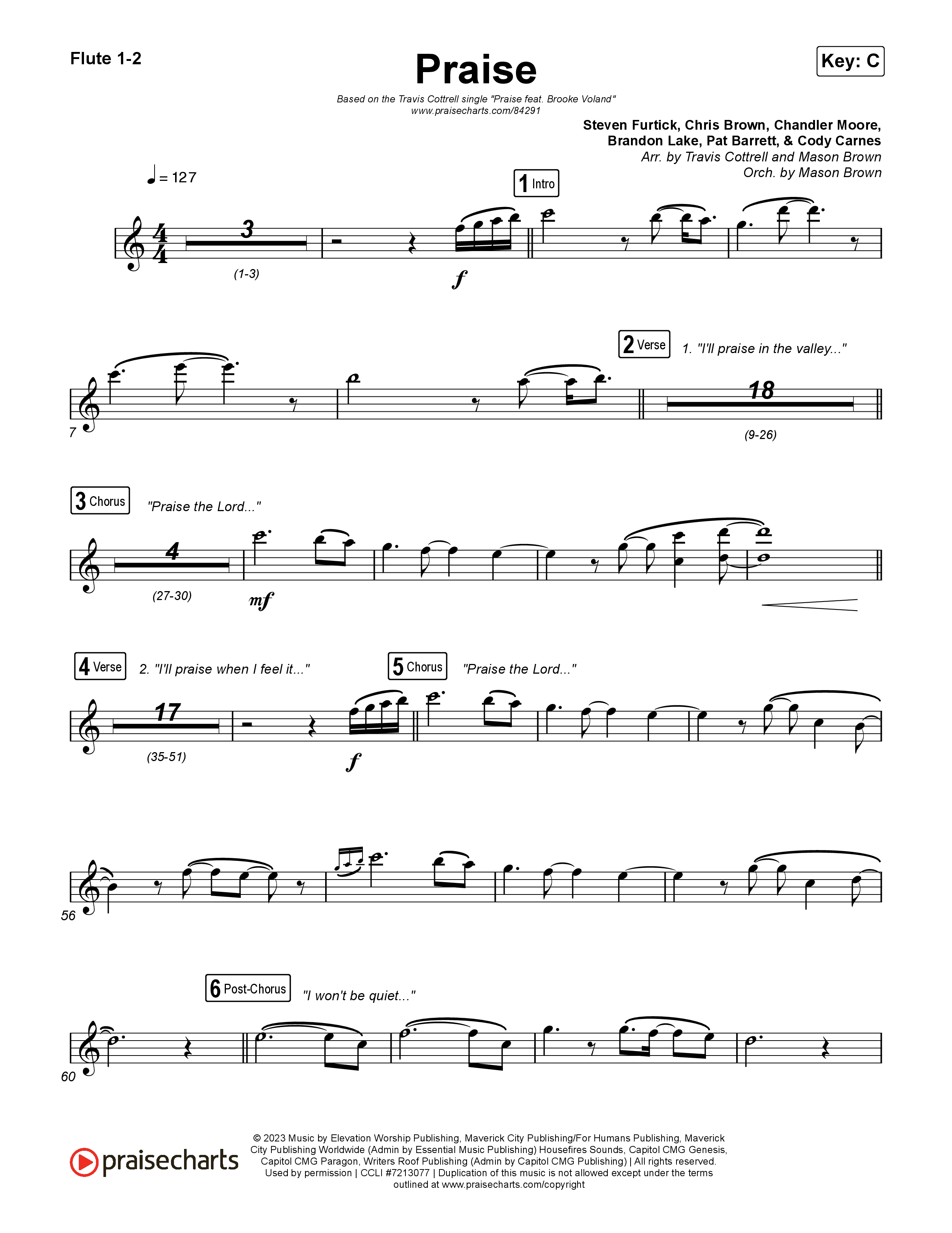 Praise (Choral/SATB) Wind Pack (Brooke Voland / Arr. Travis Cottrell / Orch. Mason Brown)
