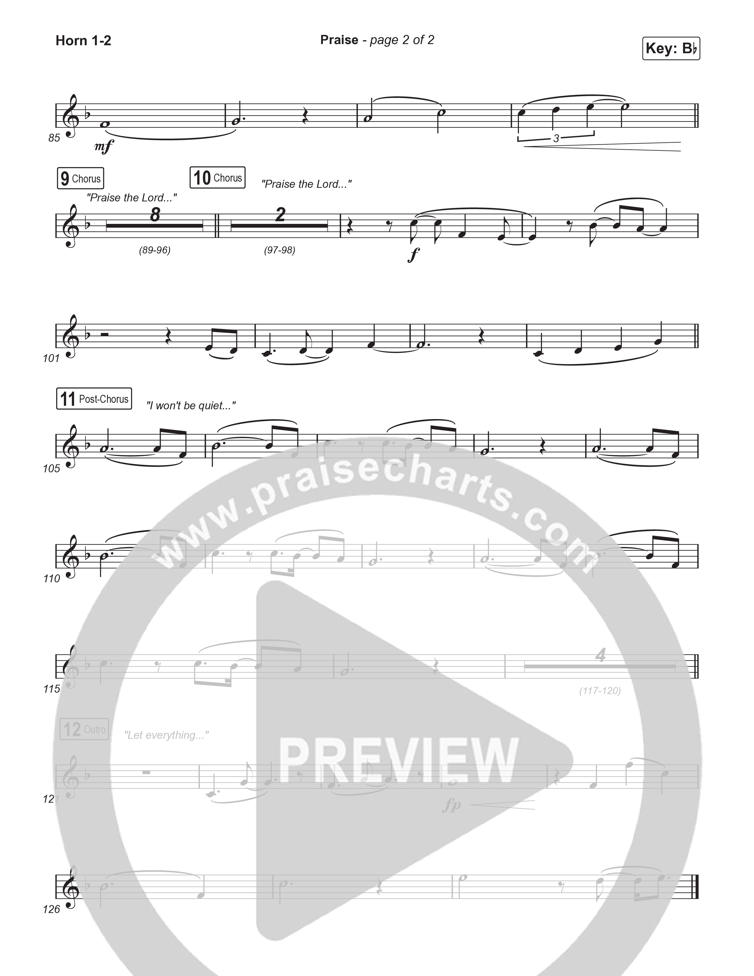 Praise (Choral/SATB) French Horn 1,2 (Brooke Voland / Arr. Travis Cottrell / Orch. Mason Brown)